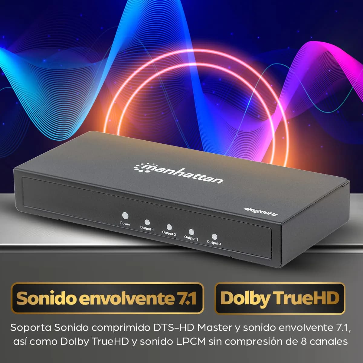 Manhattan Video Splitter HDMI 4K de 4 puertos 8