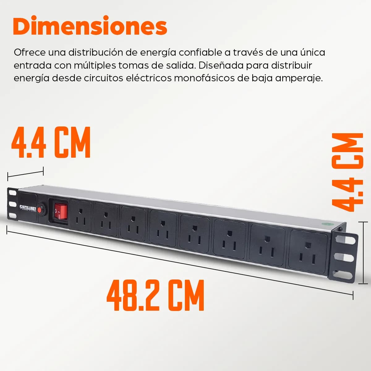 Intellinet Barra multicontacto con 8 salidas para montaje en 1U de rac 8