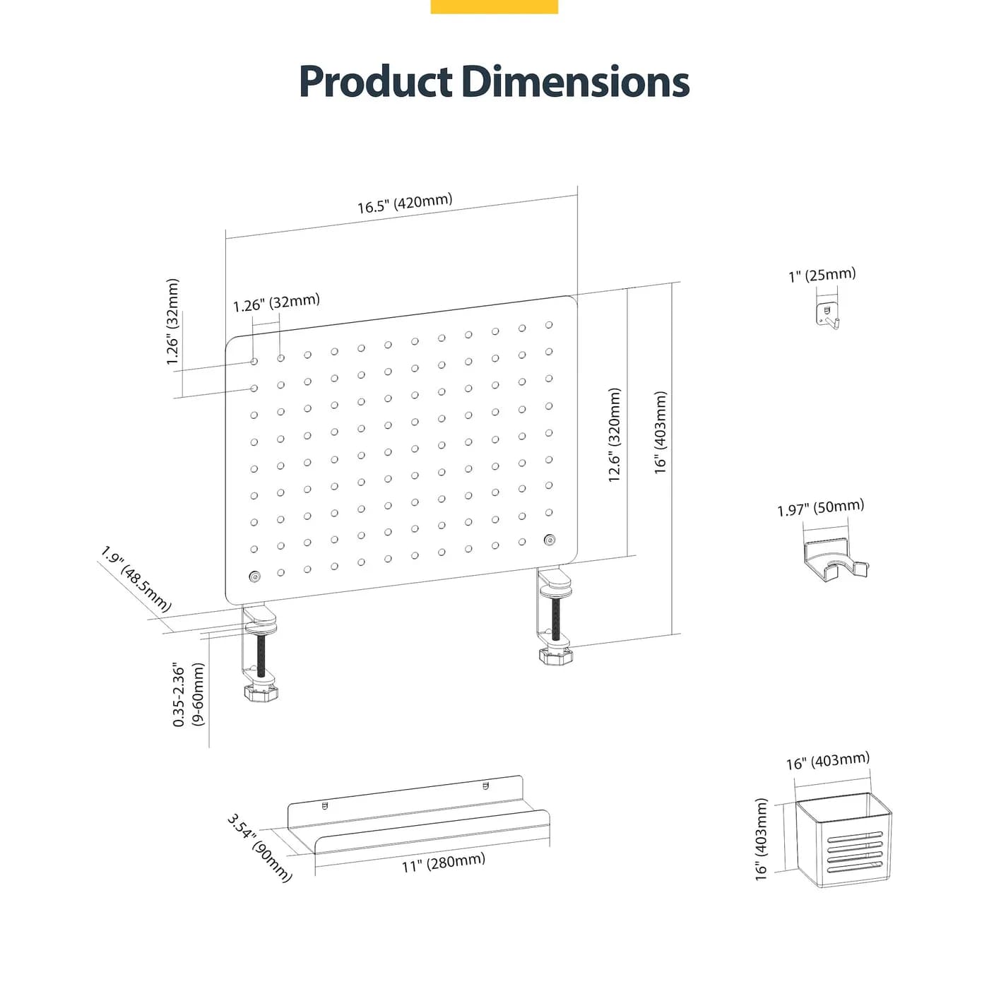 StarTech.com Tablero Perforado de Escritorio con Abrazadera - Panel Pe 2