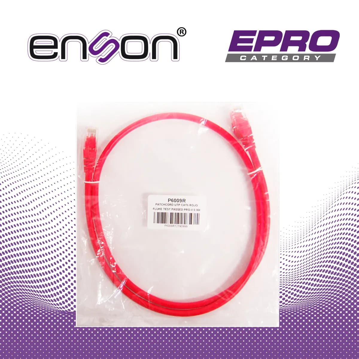 PATCHCORD UTP ENSON P6009R CAT6 90CM ROJO SERIE EPRO 100-II 100 POR CI 6