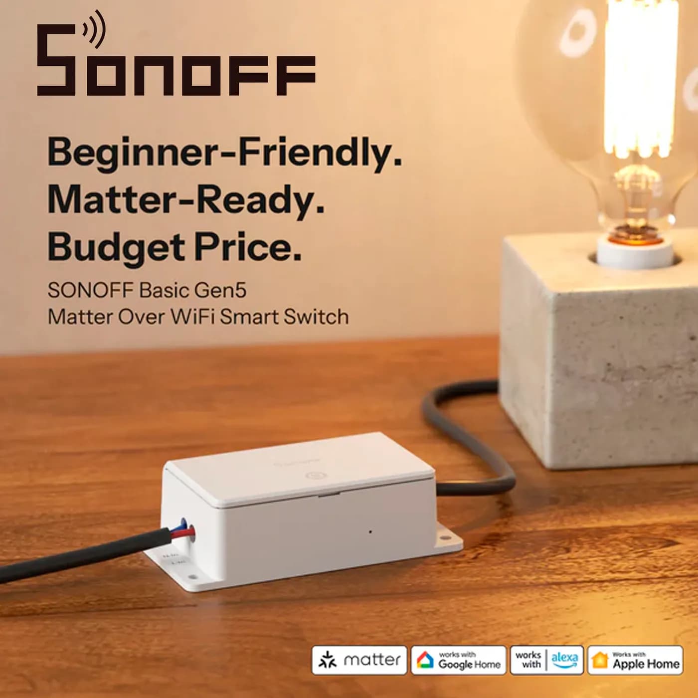 INTERRUPTOR ON/OFF  SONOFF  BASIC-1GS  INALAMBRICO / MATTER / WIFI  PA 2
