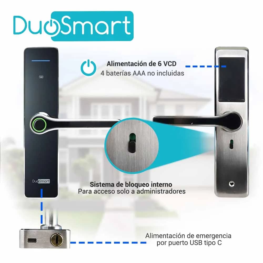 CERRADURA BIOMETRICA WIFI 2.4 GHZ DUOSMART F30 PARA EXTERIORES. ACEPTA 5