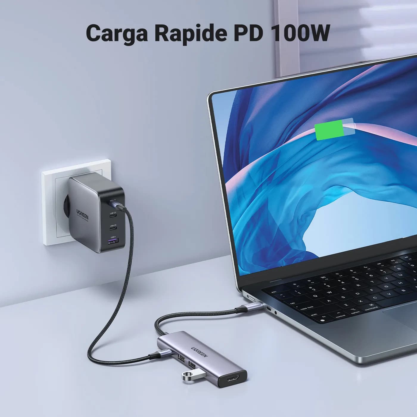 Ugreen 15596 base para laptop o replicador de puertos Alámbrico USB 3. 17