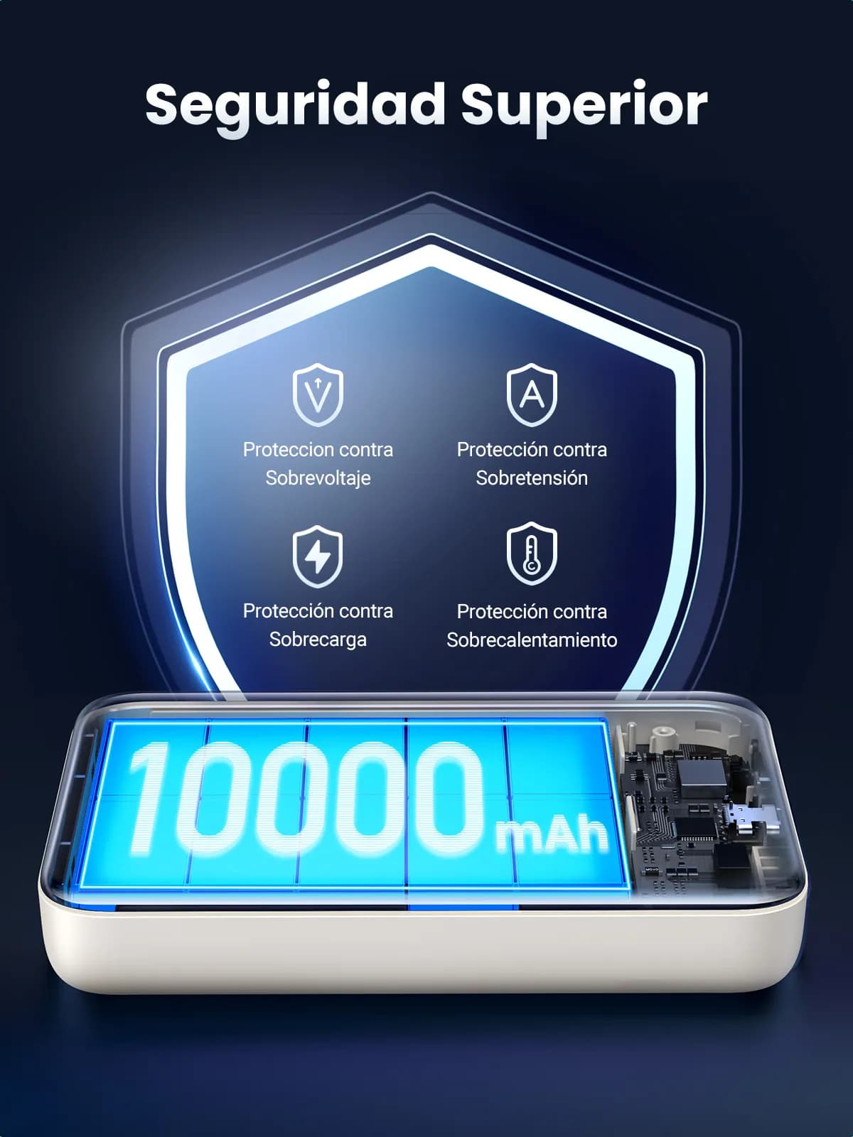 Ugreen 25208 batería externa 10000 mAh Cargador inalámbrico Beige 20
