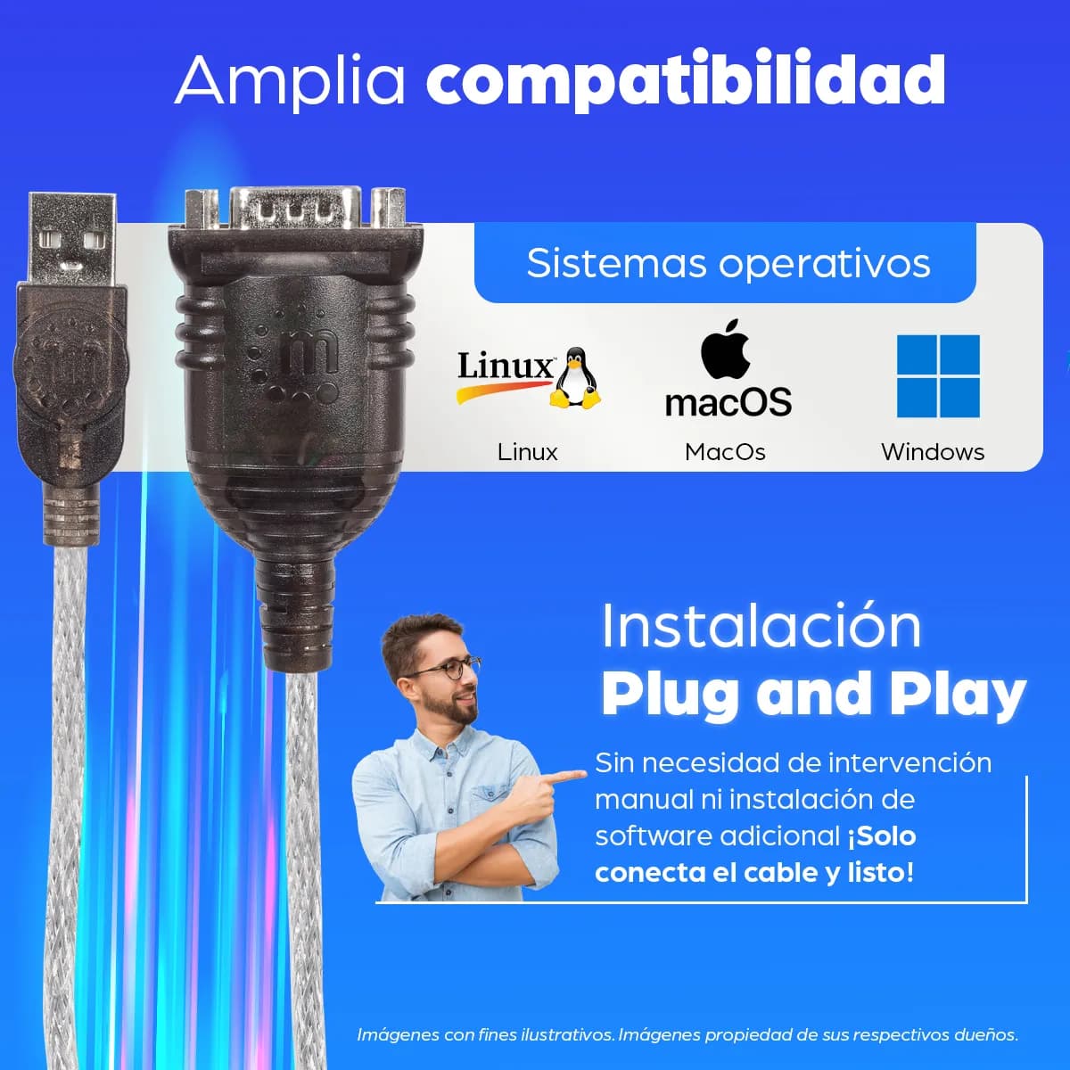 Manhattan Convertidor de USB a Puerto Serial 10