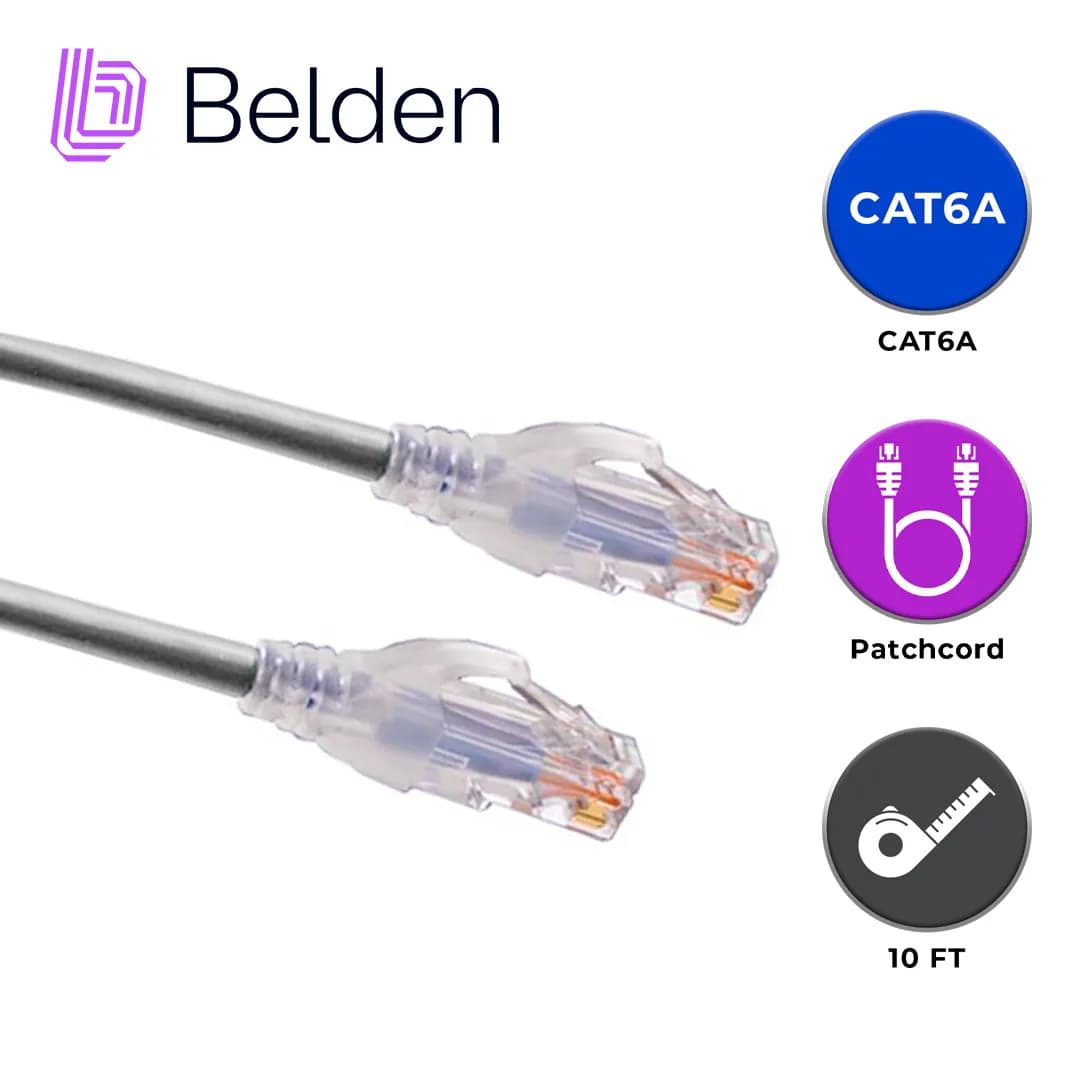 PATCH CORD UTP CAT6A BELDEN CA21108010 / INTERIOR / GRIS / 4 PARES / 2 2