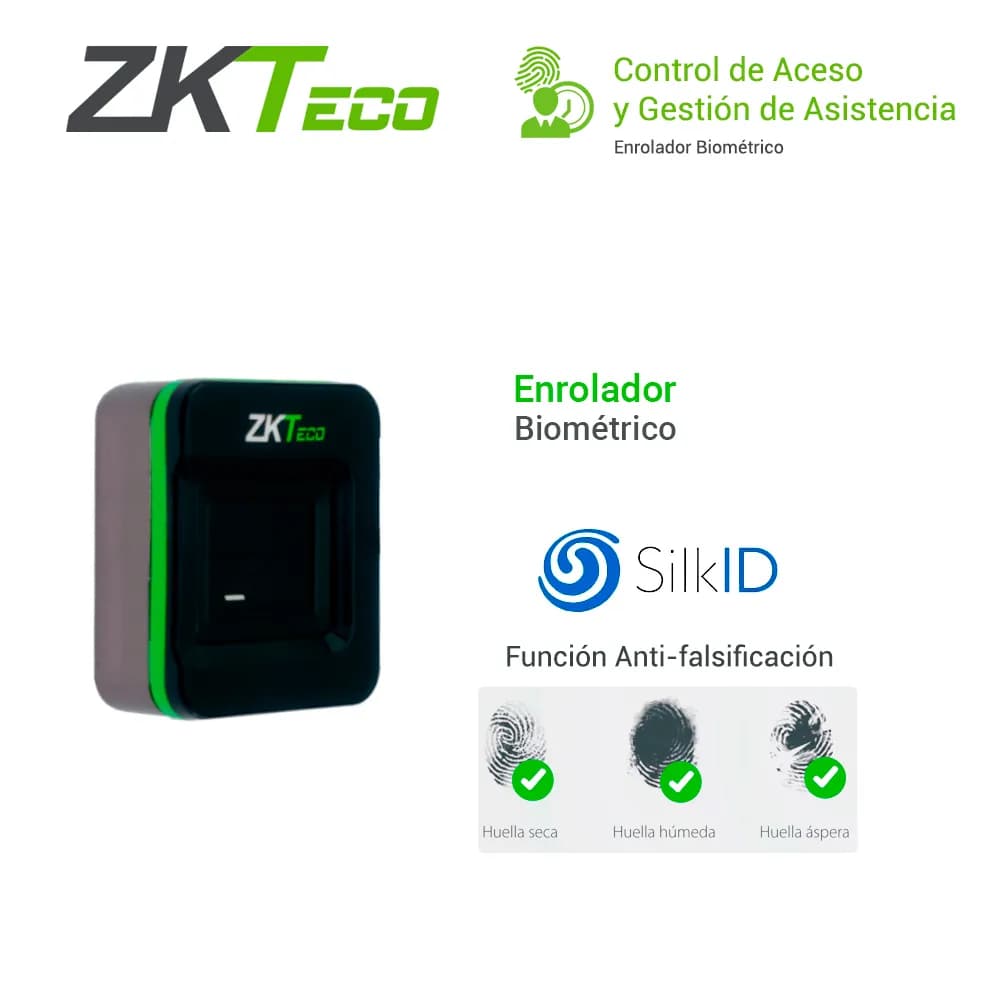 ENROLADOR BIOMETRICO USB ZKTECO SLK20R COMPATIBLE CON ZKBIO CVSECURITY 2