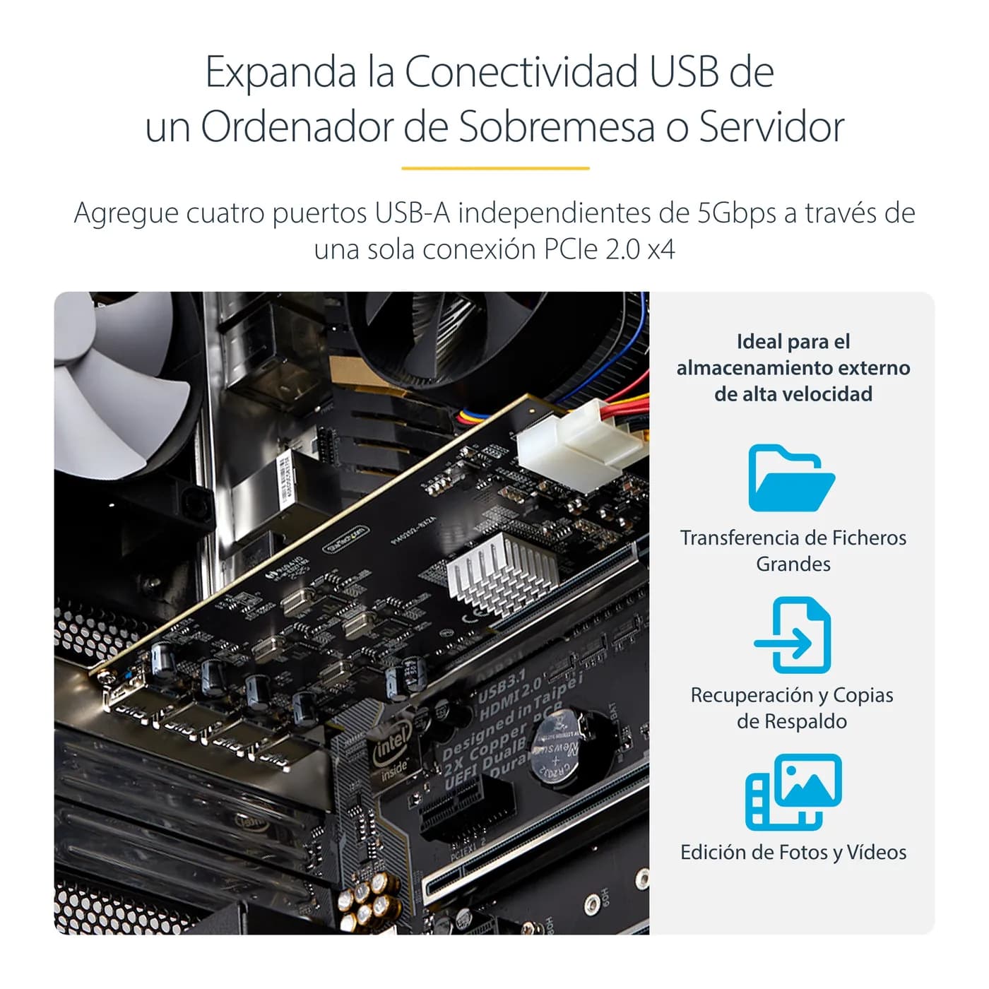 StarTech.com Tarjeta PCI Express de 4 Puertos USB-A - Tarjeta PCIe USB 10