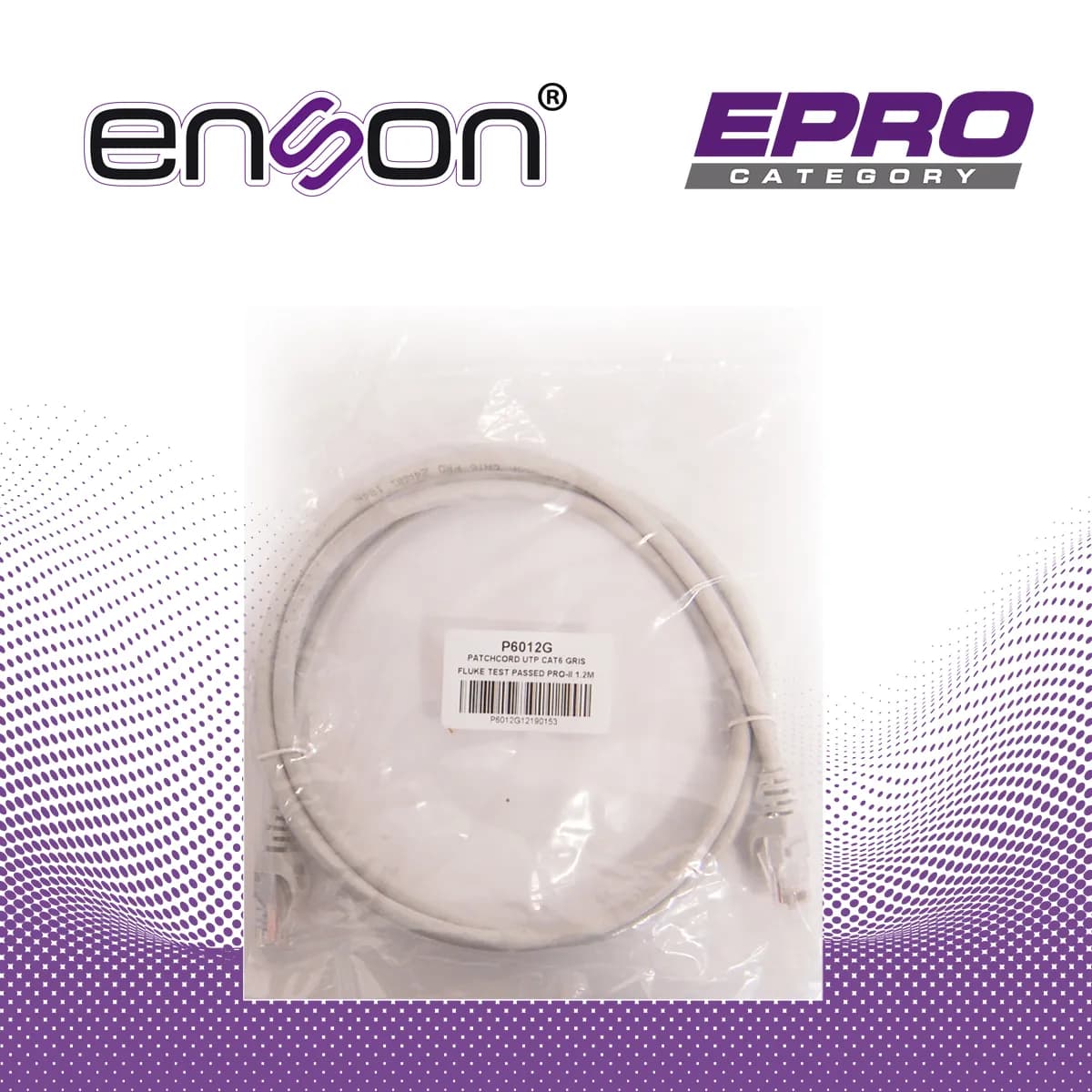PATCHCORD UTP ENSON P6012G CAT6 120CM GRIS SERIE EPRO 100-II 100 POR C 6