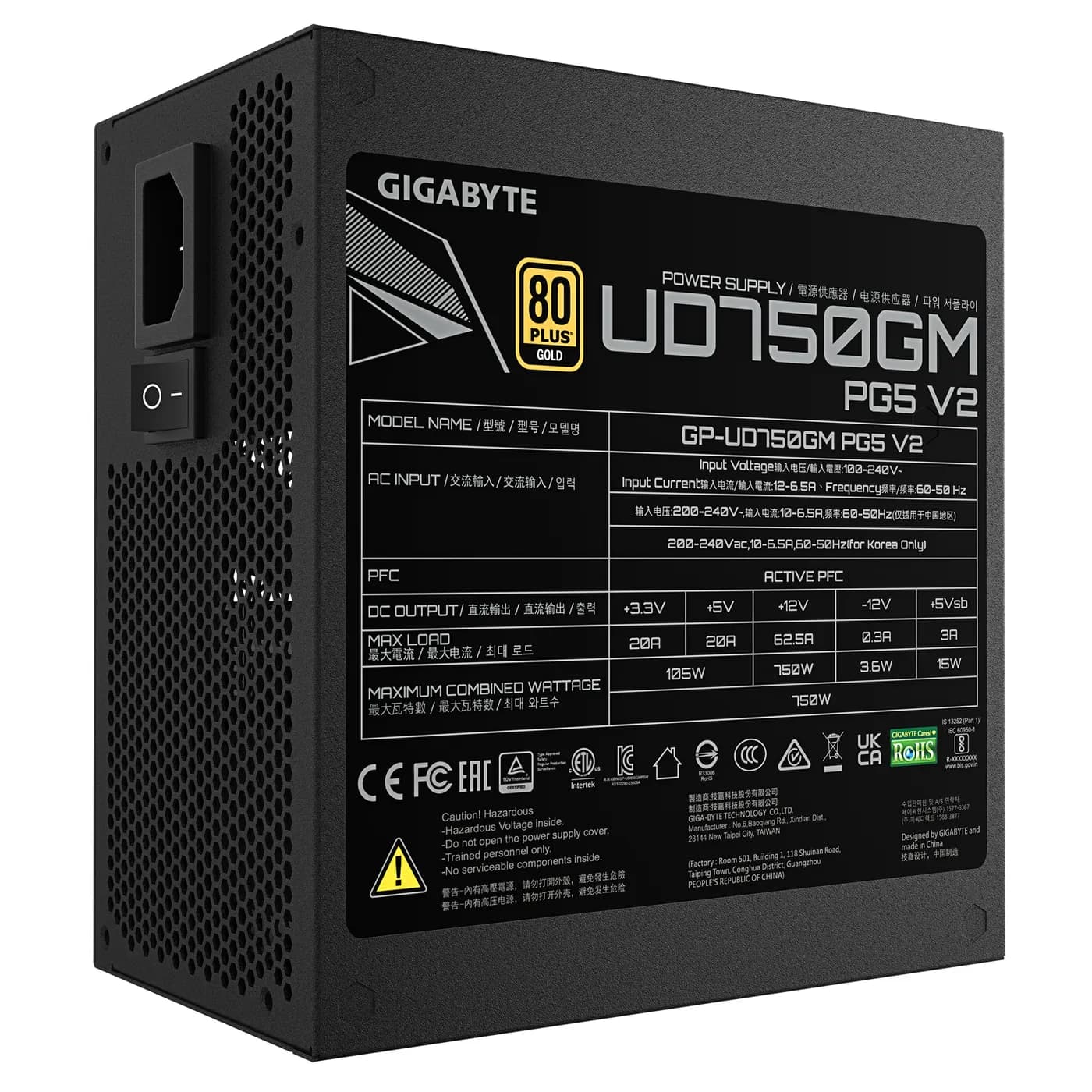 GIGABYTE UD750GM PG5 V2 unidad de fuente de alimentación 750 W 20+4 pi 6