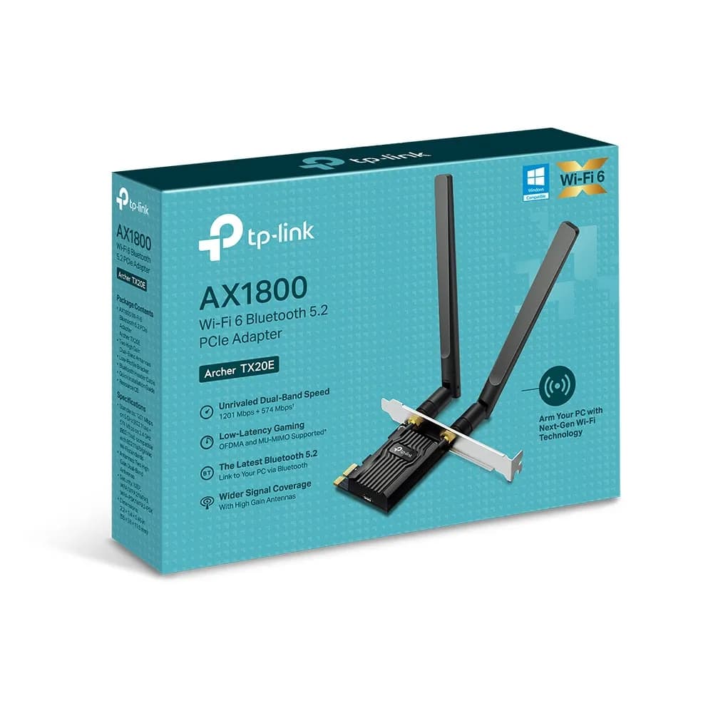 Adaptador PCIe Wi-Fi 6 / AX1800 Mbps / Doble Banda 2.4/5 GHz / Bluetoo 2