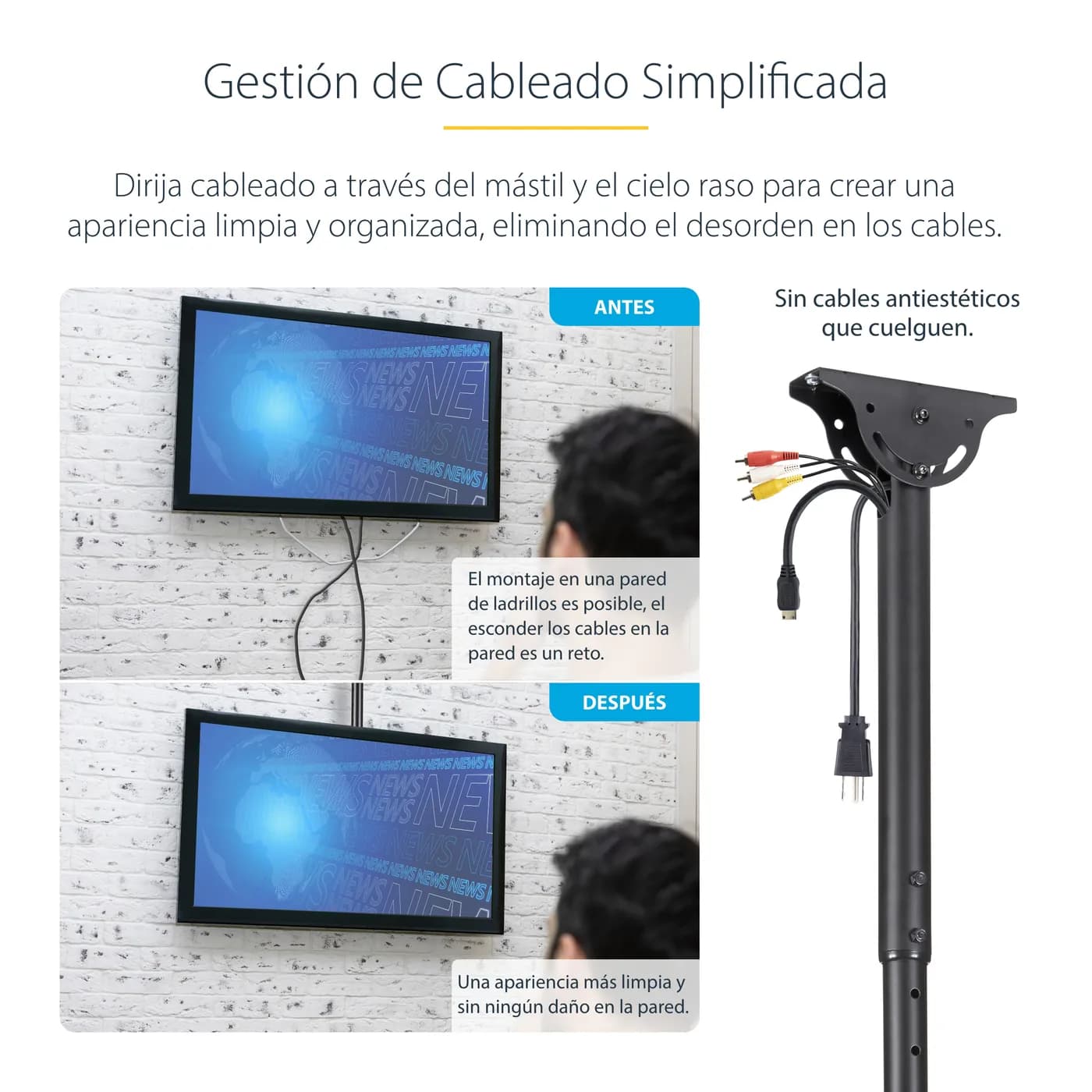 StarTech.com Soporte de Techo para TV - Mástil de 3,5' a 5' 11