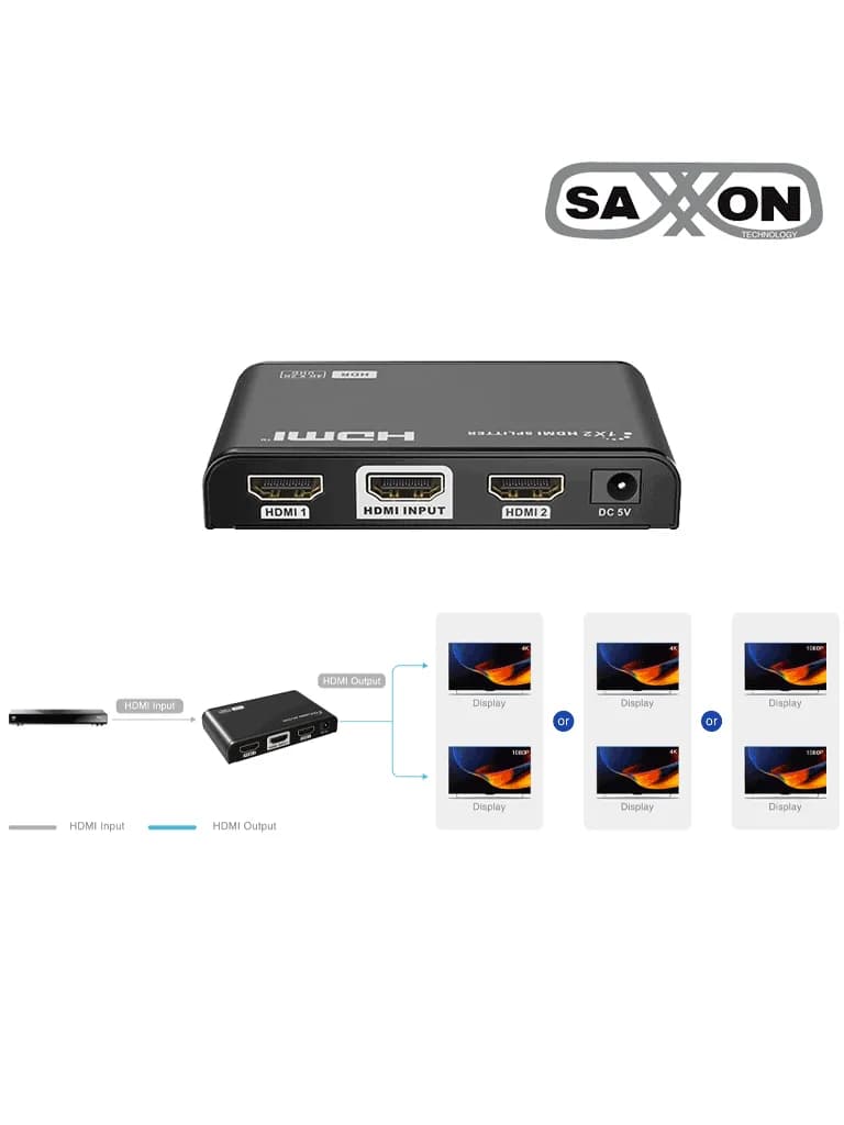 SAXXON LKV312HDR-V2.0 - Divisor de Video HDMI 4K de 1 Entrada y 2 sali 4