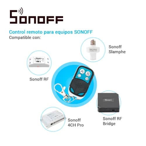 CONTROL REMOTO RF SONOFF REMOTE 433 4 BOTONES TAPA DESLIZABLE BATERIA  2