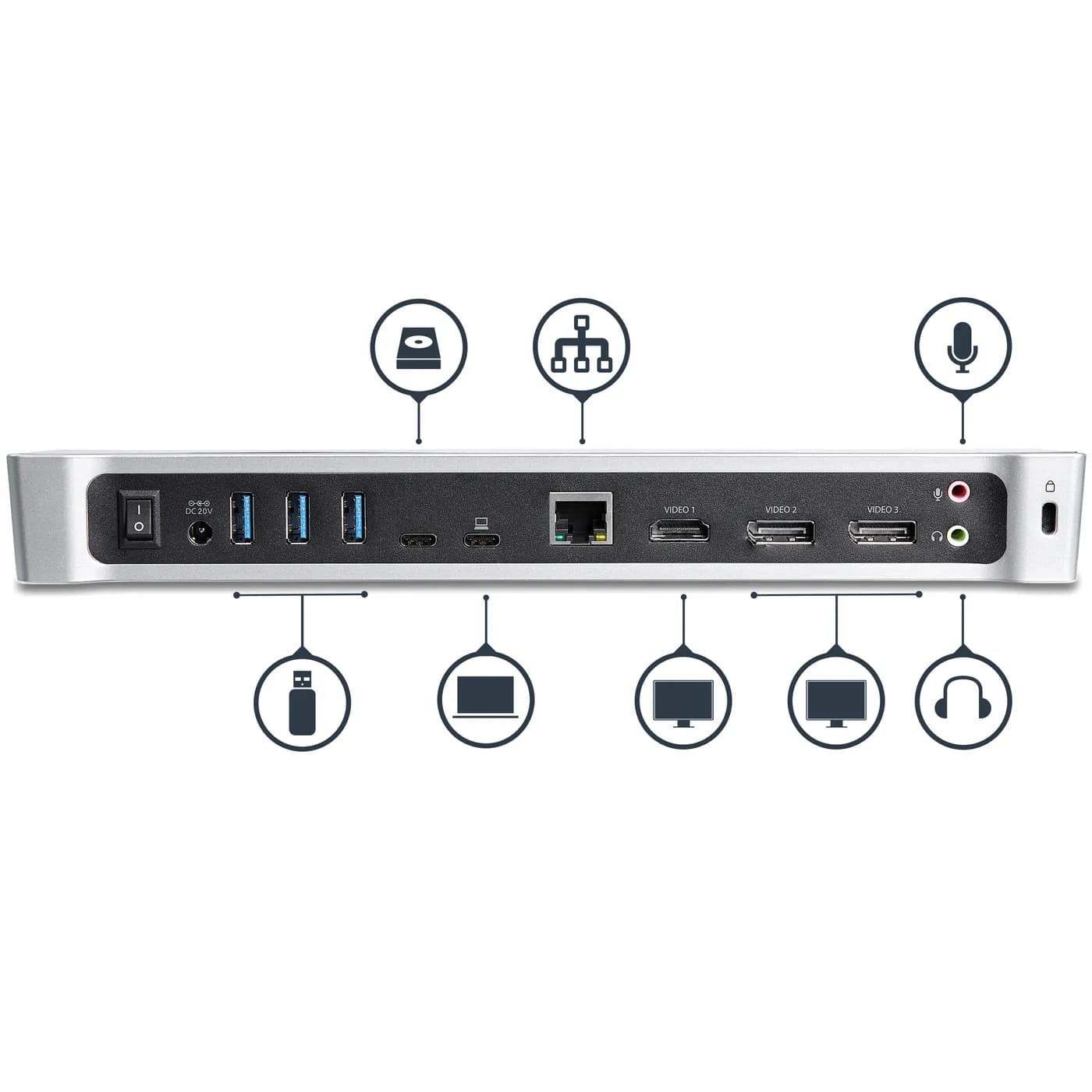 StarTech.com Dock USB-C para 3 Monitores 4K con 5 Puertos USB 3.2 5Gbp 2