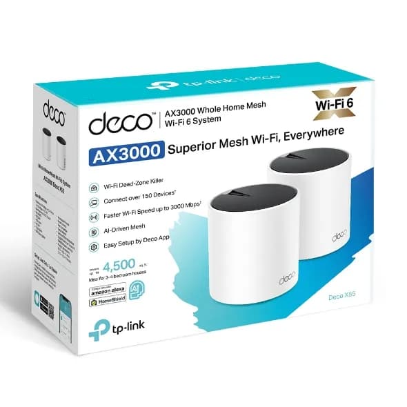 TP-Link DECO X55 (2-Pack) Doble banda (2,4 GHz / 5 GHz) Wi-Fi 6 (802.1 3