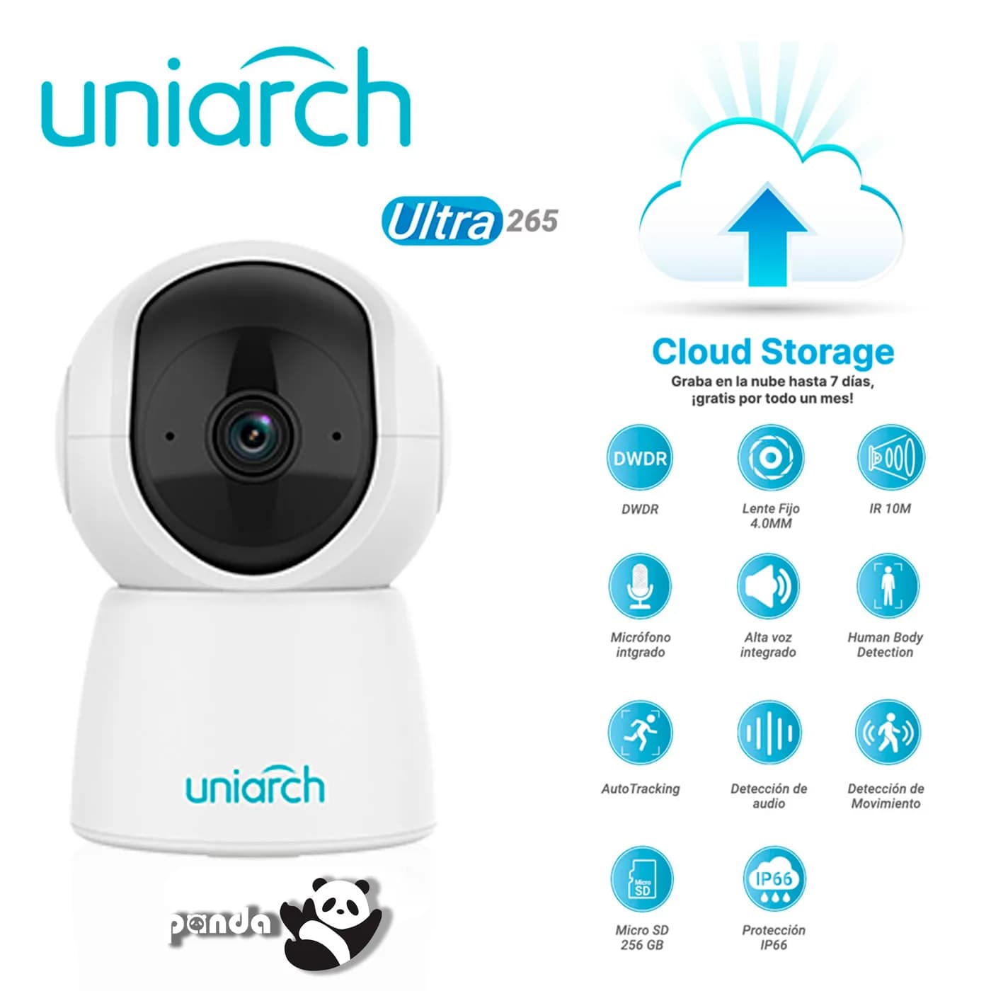 CAMARA IP MINI PT WIFI UNIARCH UHO-S2E-M3 / 3MP / ULTRA 265 / DC 5V/1A 5
