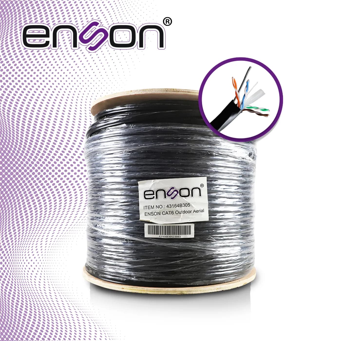CABLE UTP AEREO CAT6 ENSON 43164B305 FORRO NEGRO 4 PARES CALIBRE 23 AW 4