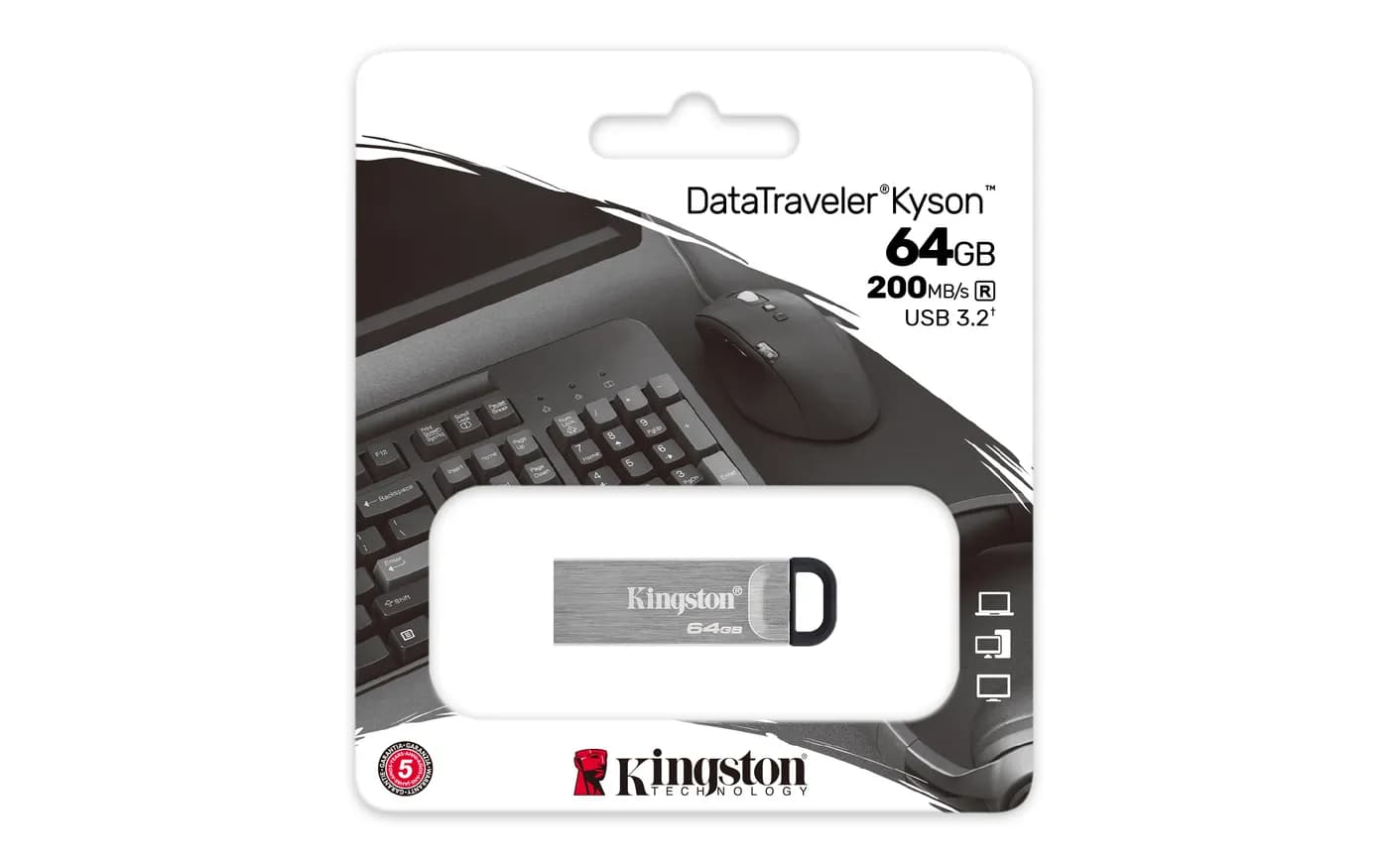 MEMORIA USB KINGSTON DATATRAVELER KYSON, DTKN/64GB USB 3.2, LECTURA 20 4