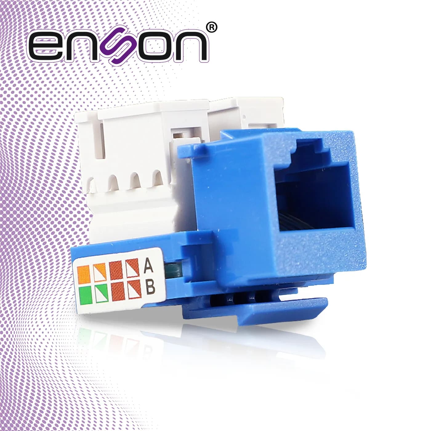 CONECTOR JACK ENSON ENS-JC6BL CAT6 COLOR AZUL A 90 GRADOS PONCHADO CON 5