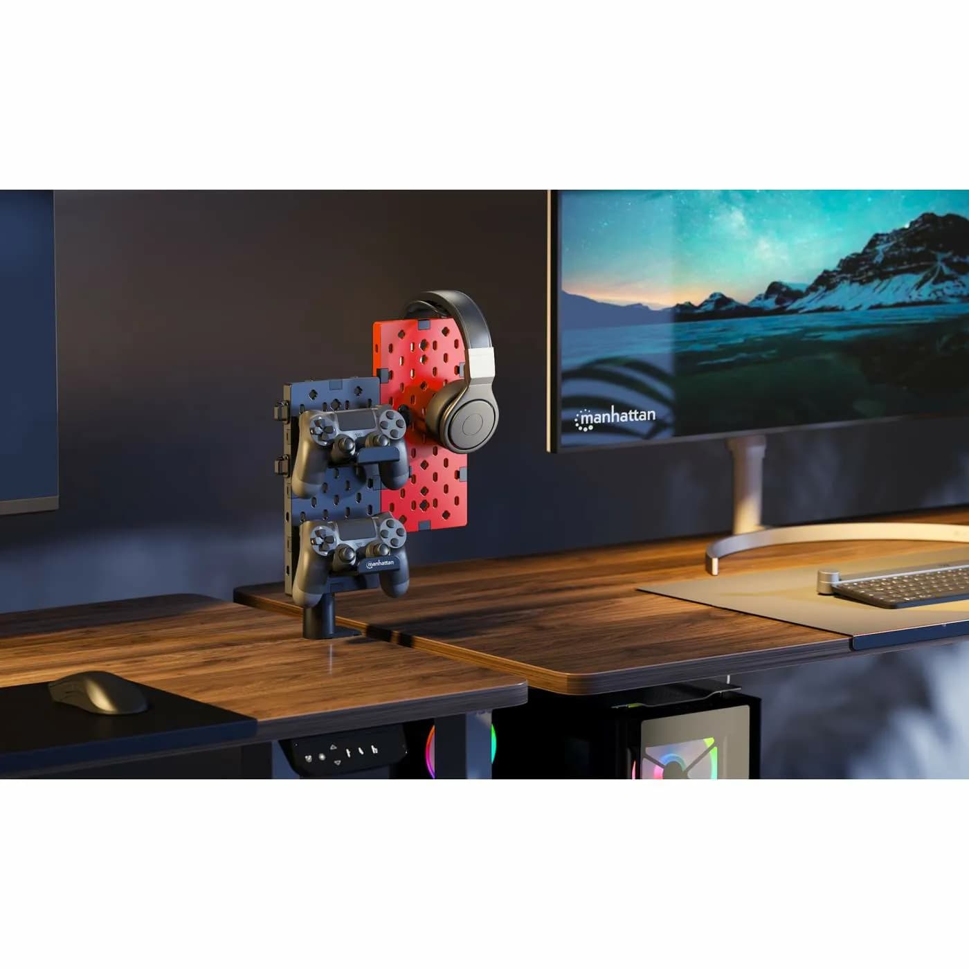 Manhattan Soporte de escritorio con tablero organizador perforado y po 9