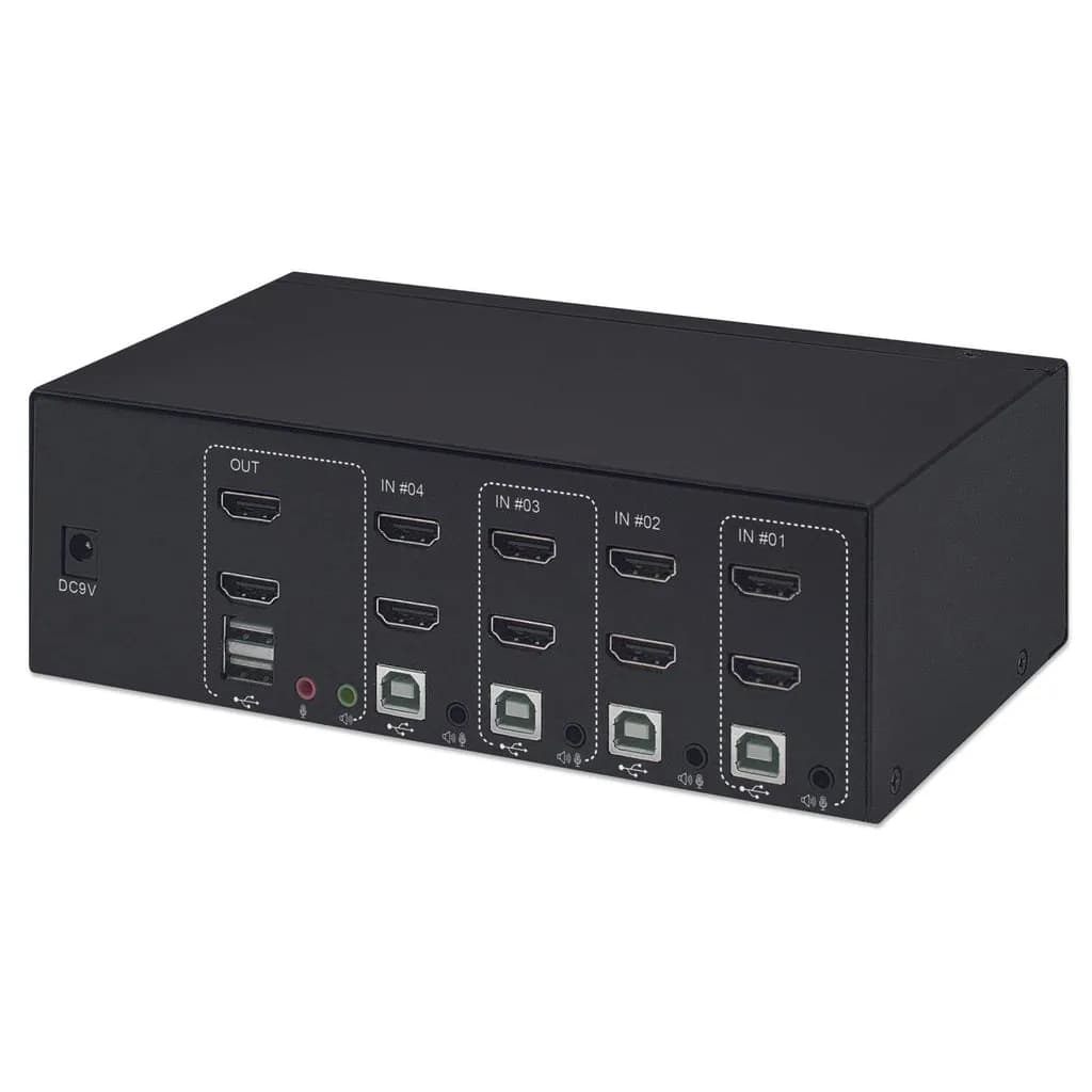 Manhattan Switch KVM HDMI de 4 puertos para dos monitores 4