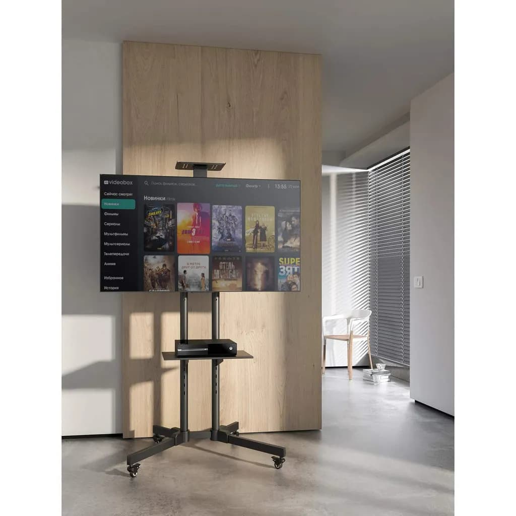 Manhattan Soporte para TV, de piso, tipo carrito, de acero, con inclin 10