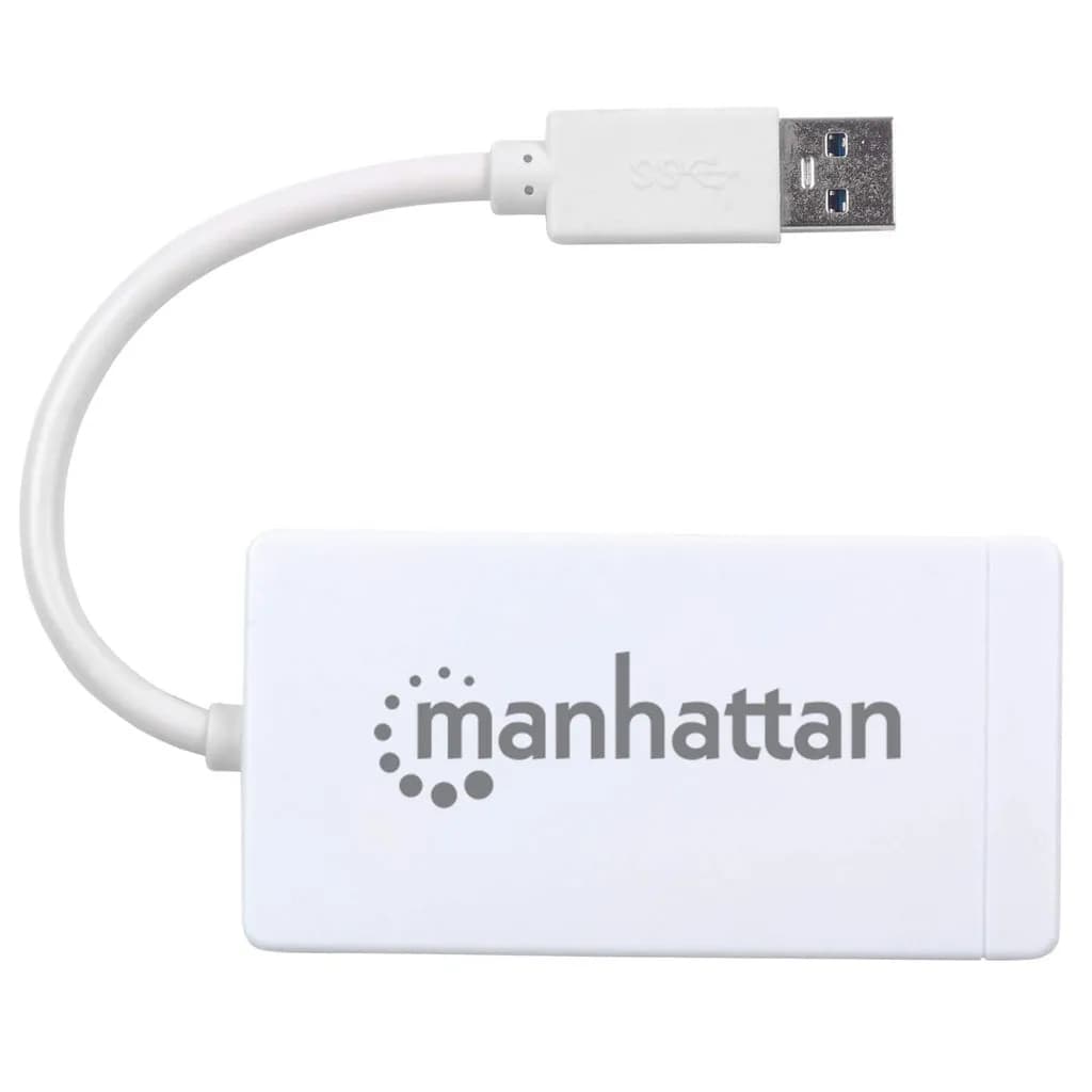 Manhattan Hub de 3 puertos USB 3.0 con Adaptador Gigabit Ethernet 3