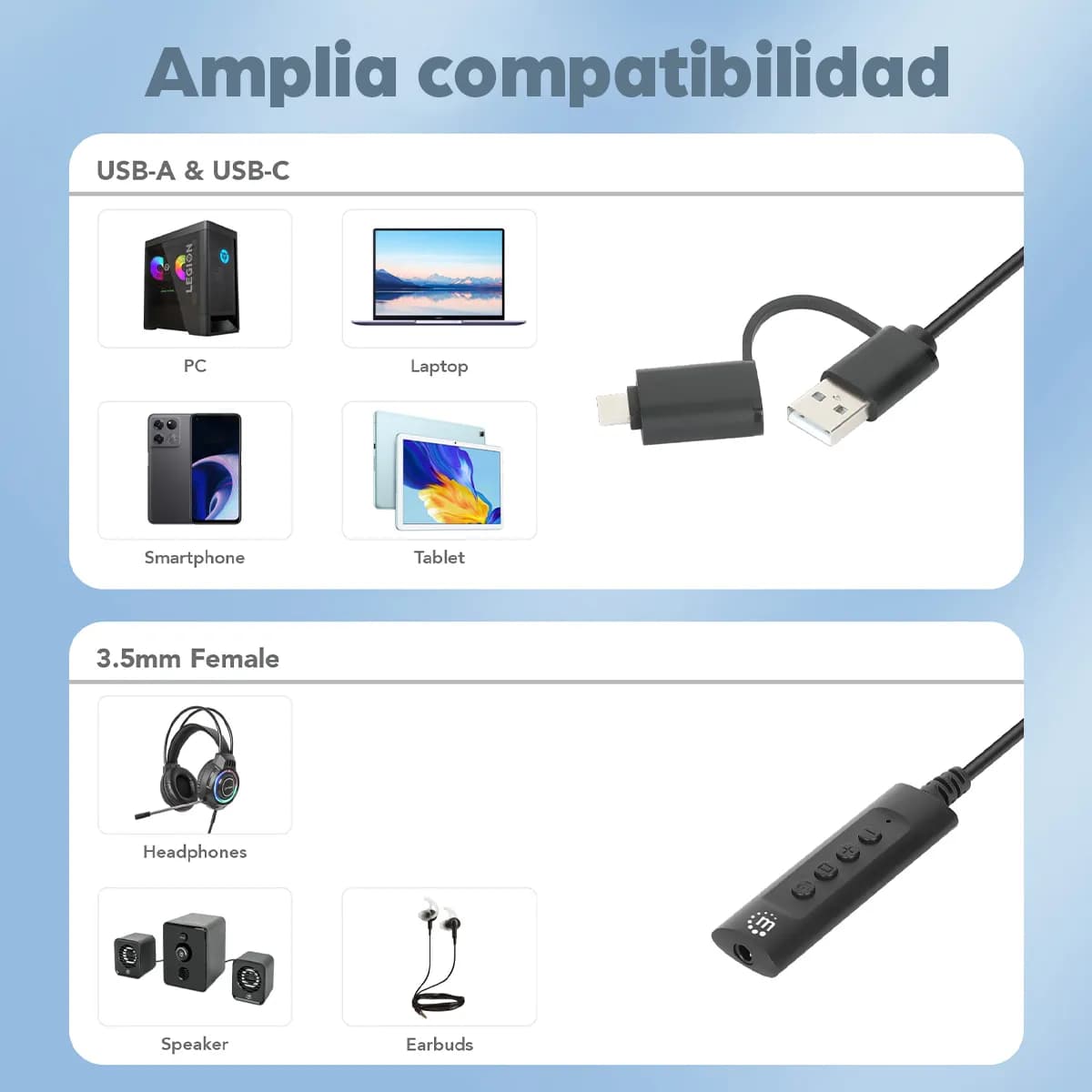 Manhattan 153560 divisor de audio Negro 8