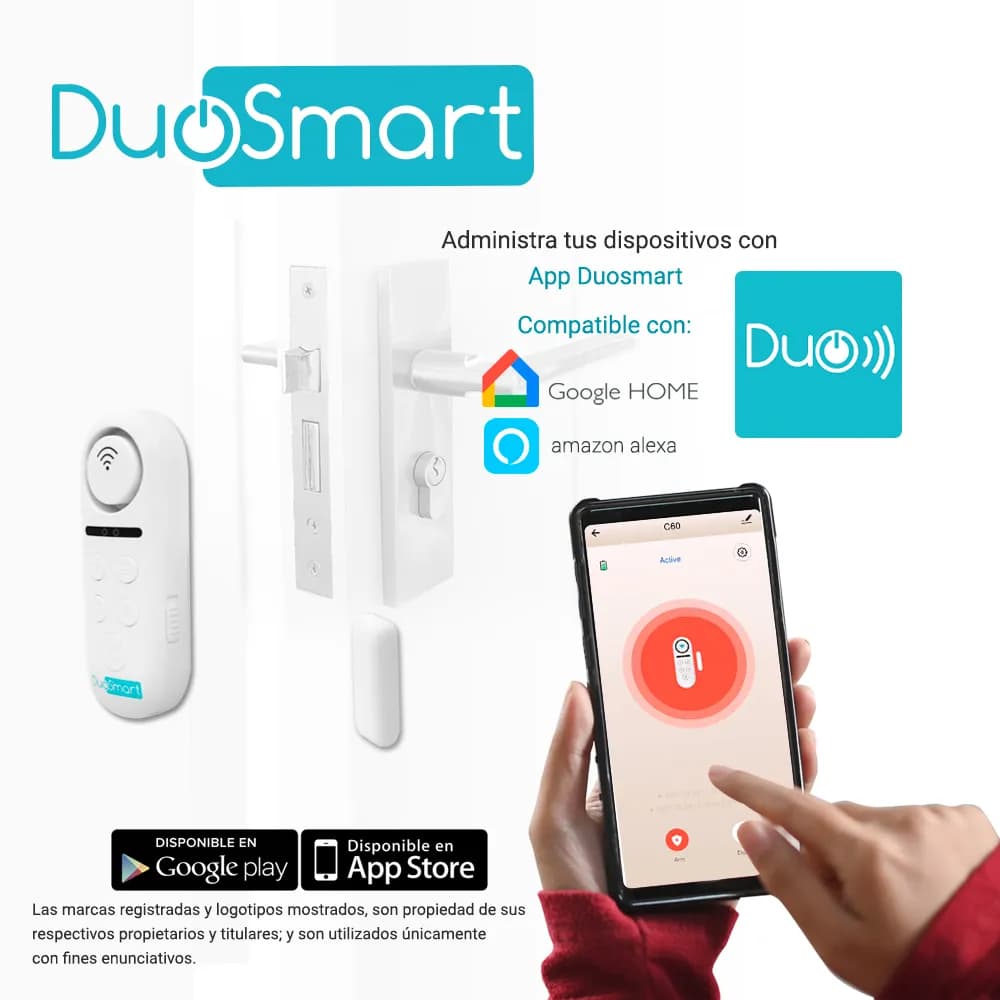 SENSOR MAGNETICO WIFI 2.4 GHZ DUOSMART C60 CON SIRENA INCLUIDA 2 MODOS 4