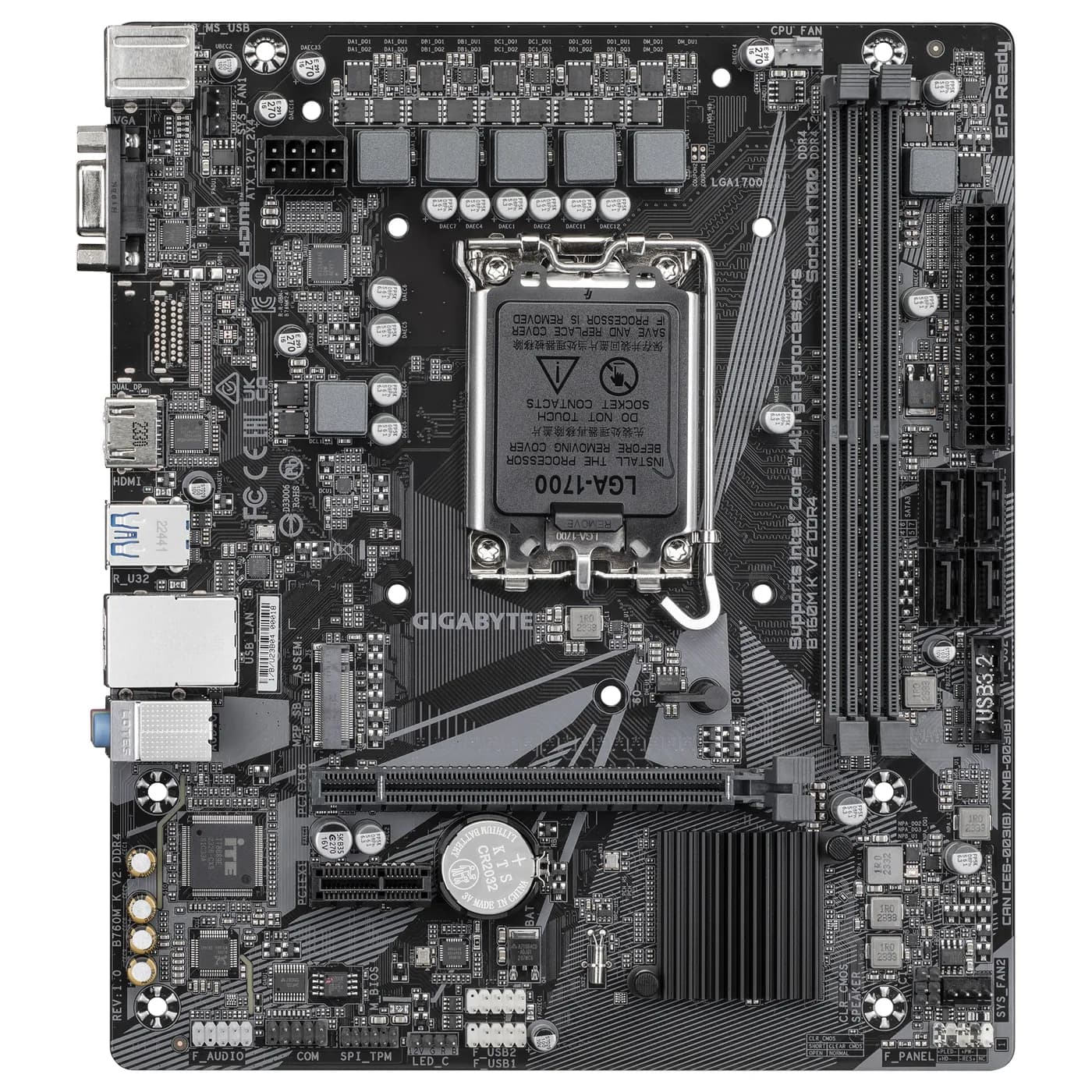 GIGABYTE B760M K V2 DDR4 placa base Intel B760 Express LGA 1700 Micro  2