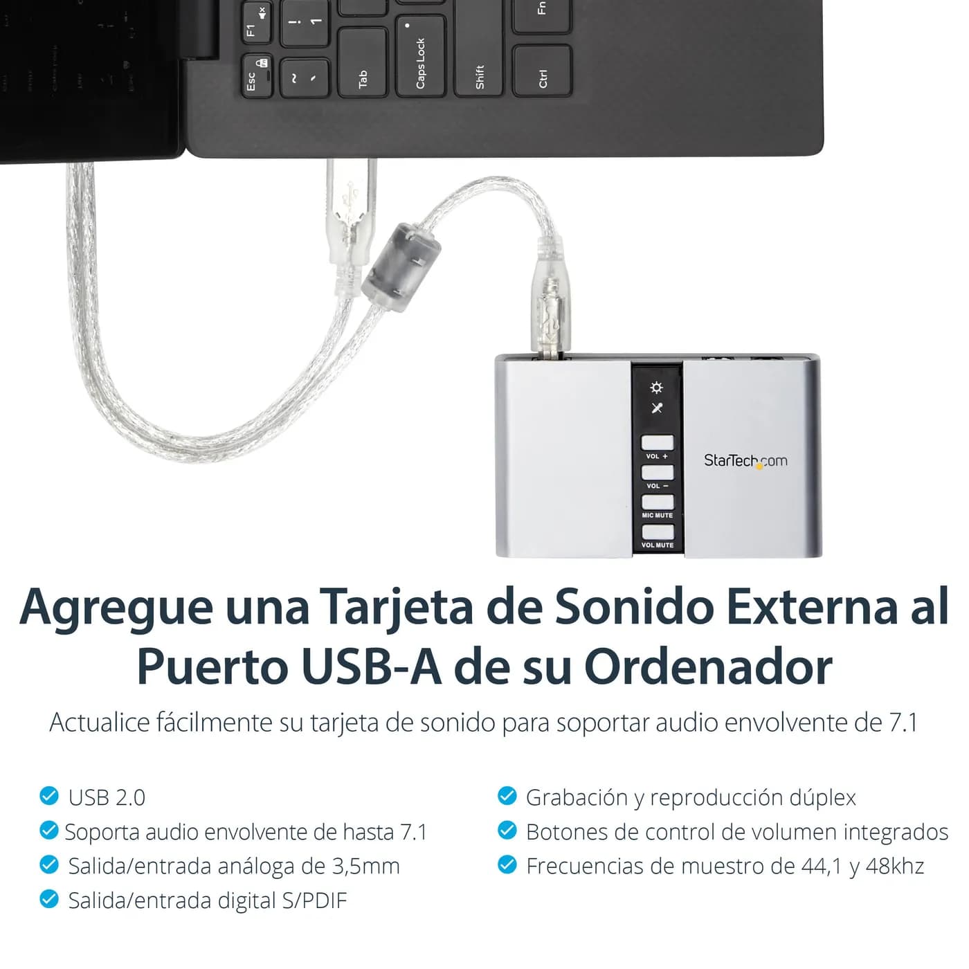 StarTech.com Tarjeta de Sonido 7.1 USB Externa Adaptador Conversor pue 8