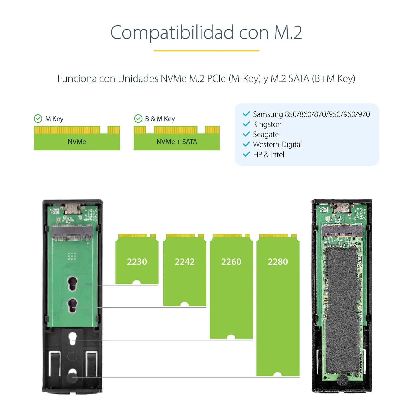 StarTech.com Gabinete Externo de Aluninio USB-C 10Gbps a NVMe M.2 o SS 13