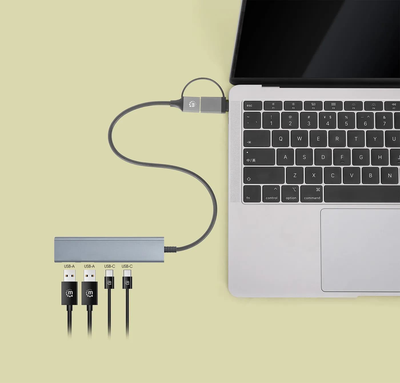 Manhattan Conector adaptable de USB-A macho a USB-C macho, dos puertos 6
