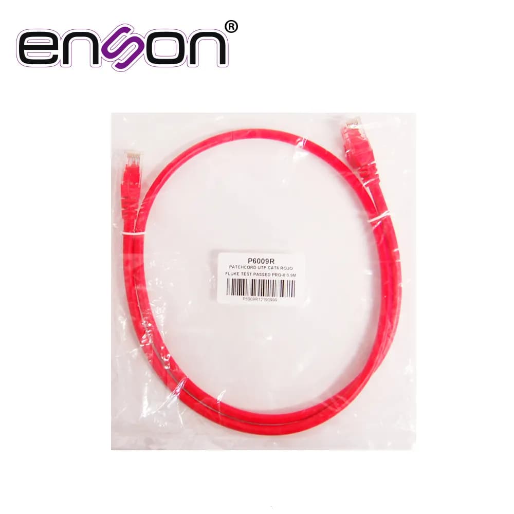 PATCHCORD UTP ENSON P6009R CAT6 90CM ROJO SERIE EPRO 100-II 100 POR CI 3