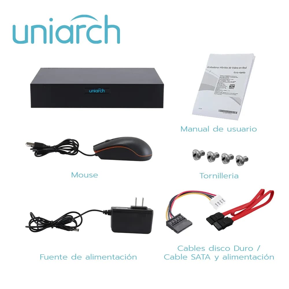 DVR PENTAHIBRIDO UNIARCH XVR-108F / 10 CANALES DE VIDEO / 8 CANALES AN 3