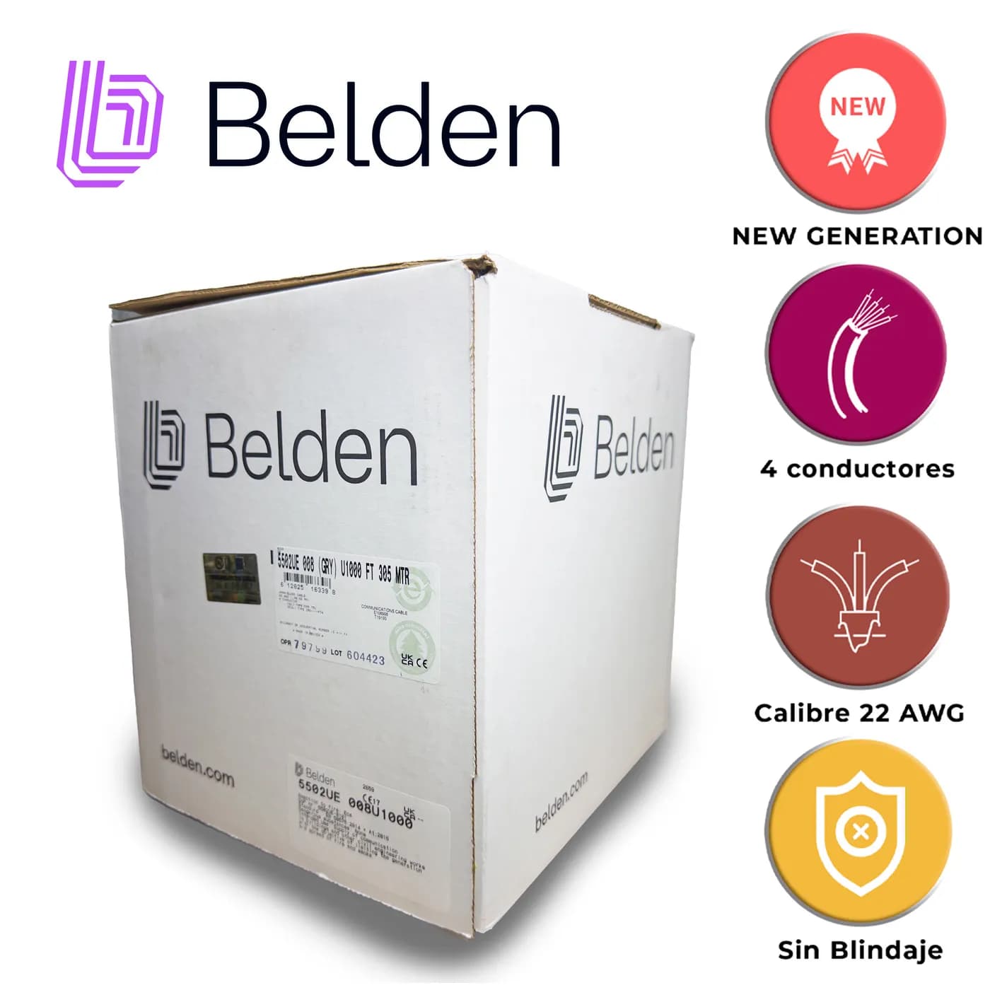 CABLE DE SEGURIDAD Y SONIDO BELDEN 5502UE 008U1000 / INTERIOR / GRIS / 4