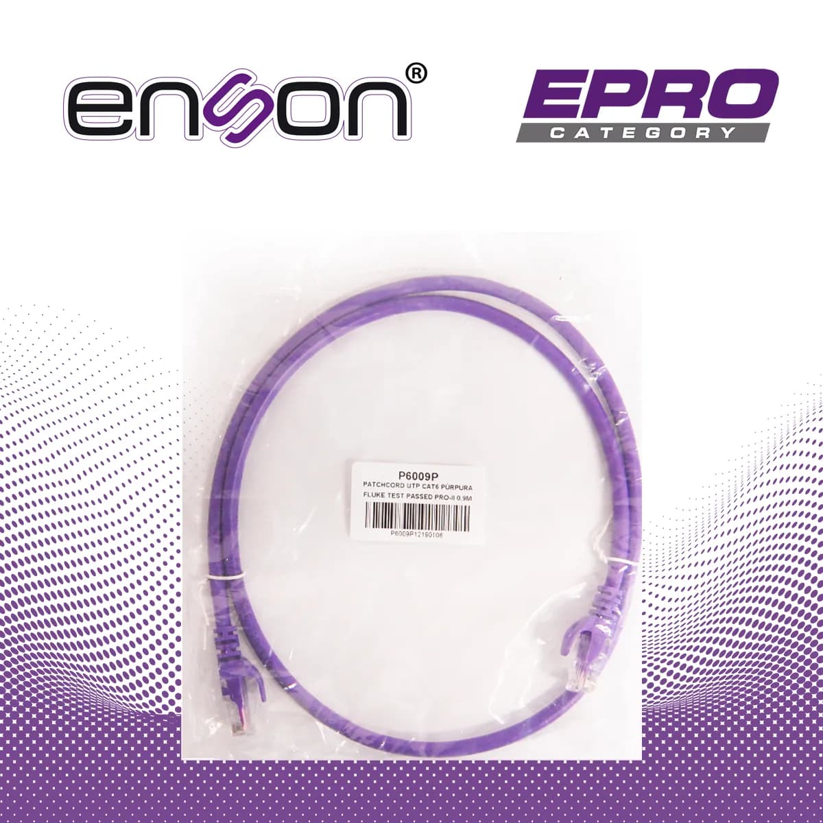 PATCHCORD UTP ENSON P6009P CAT6 90CM MORADO SERIE EPRO 100-II 100 POR  6