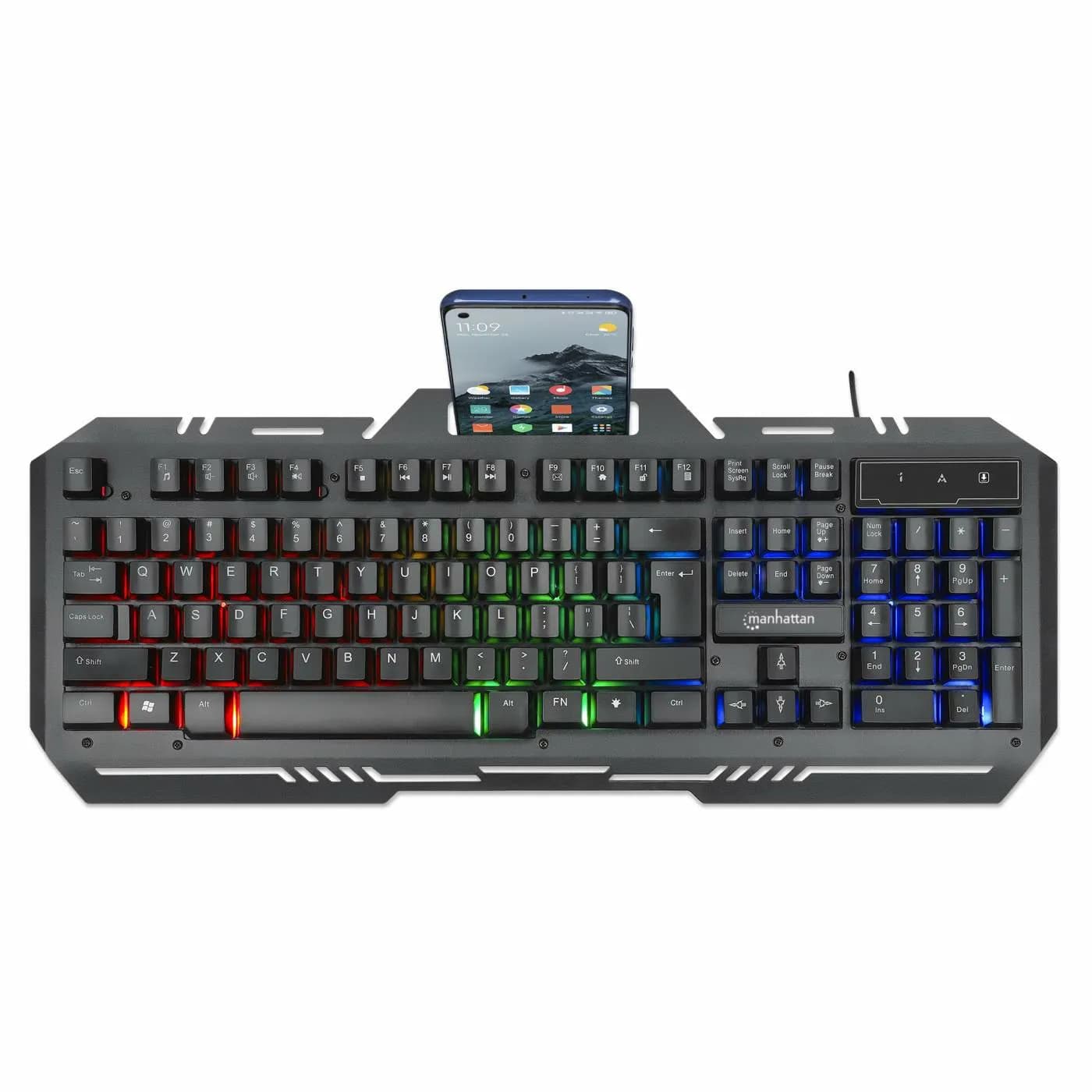 Manhattan Teclado Gaming LED con pánel metálico para celular 12 teclas 4