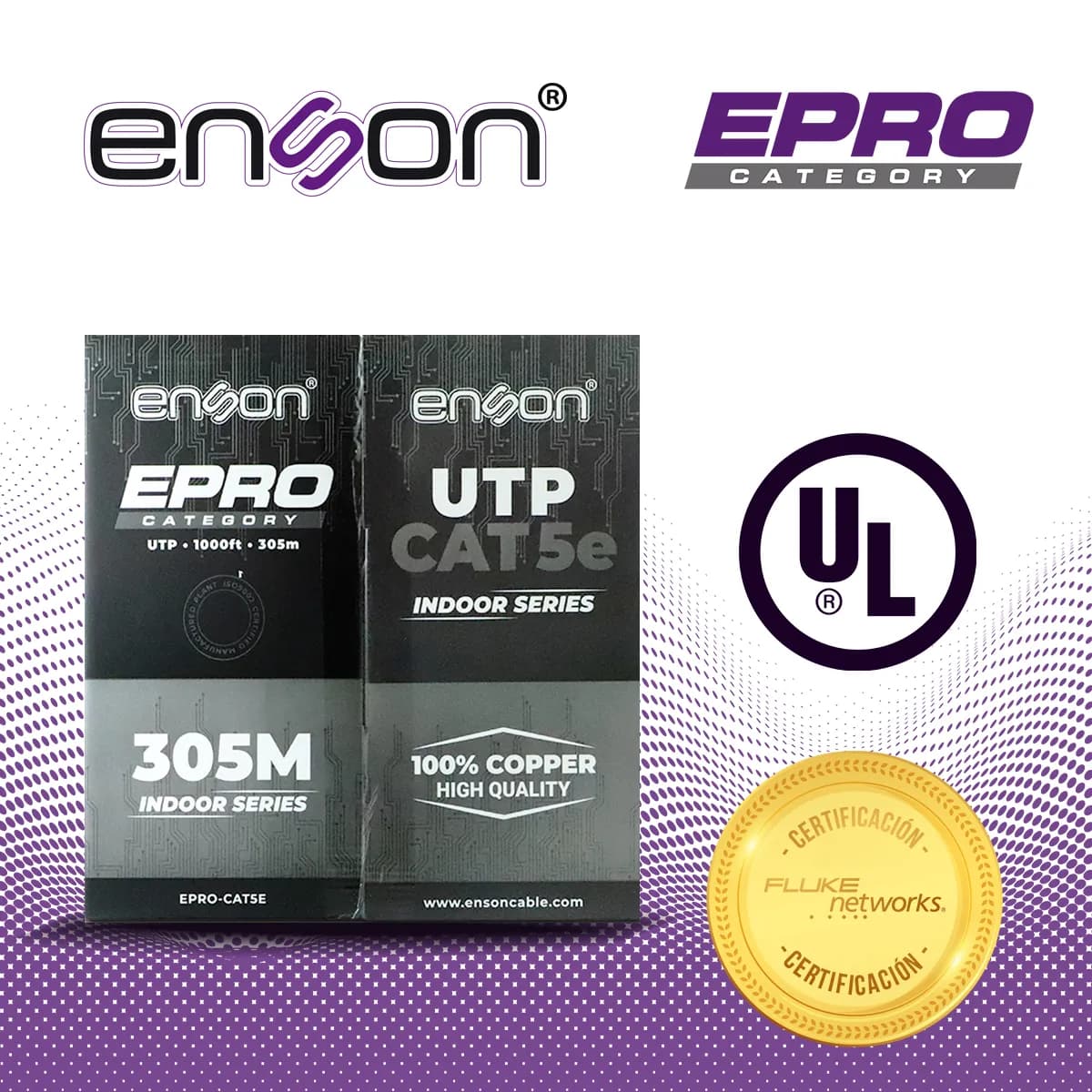 CABLE UTP CAT5E ENSON EPRO-CAT5E FORRO COLOR NEGRO PVC CM 4 PARES CALI 6