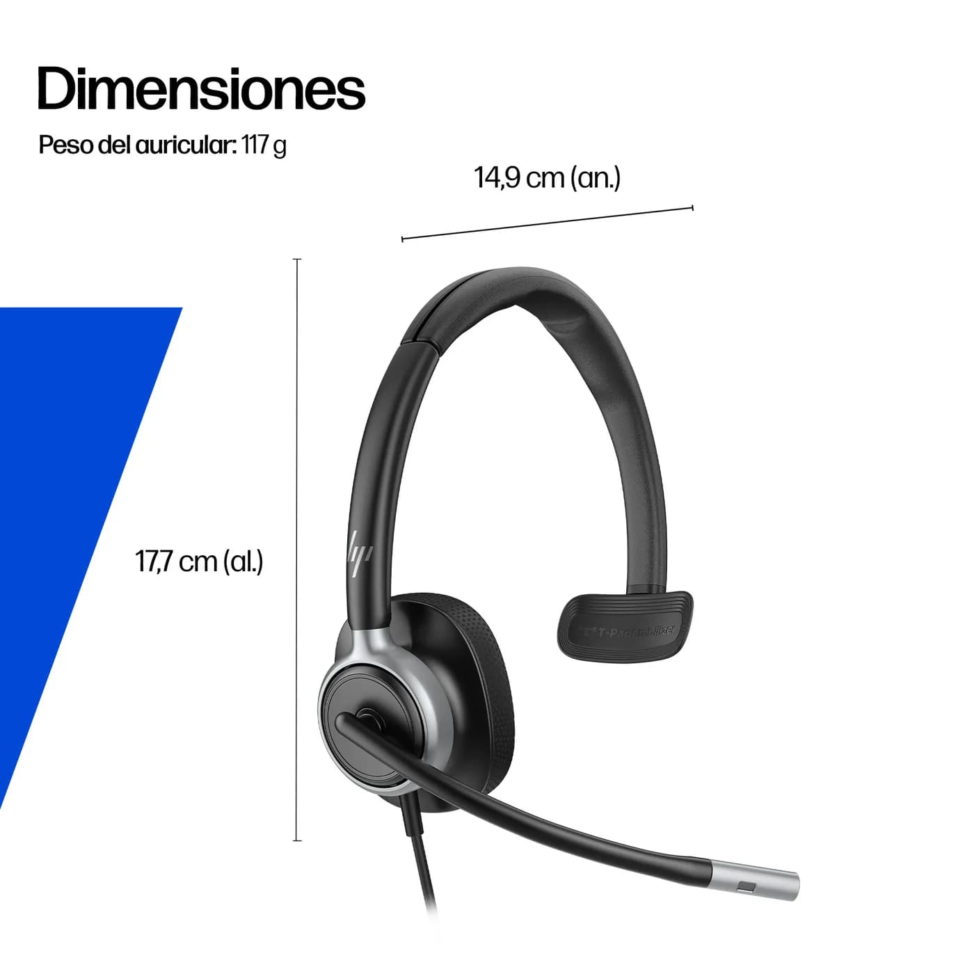 HP Poly Mission 615 Monaural USB Wired Headset Auriculares Alámbrico D 6