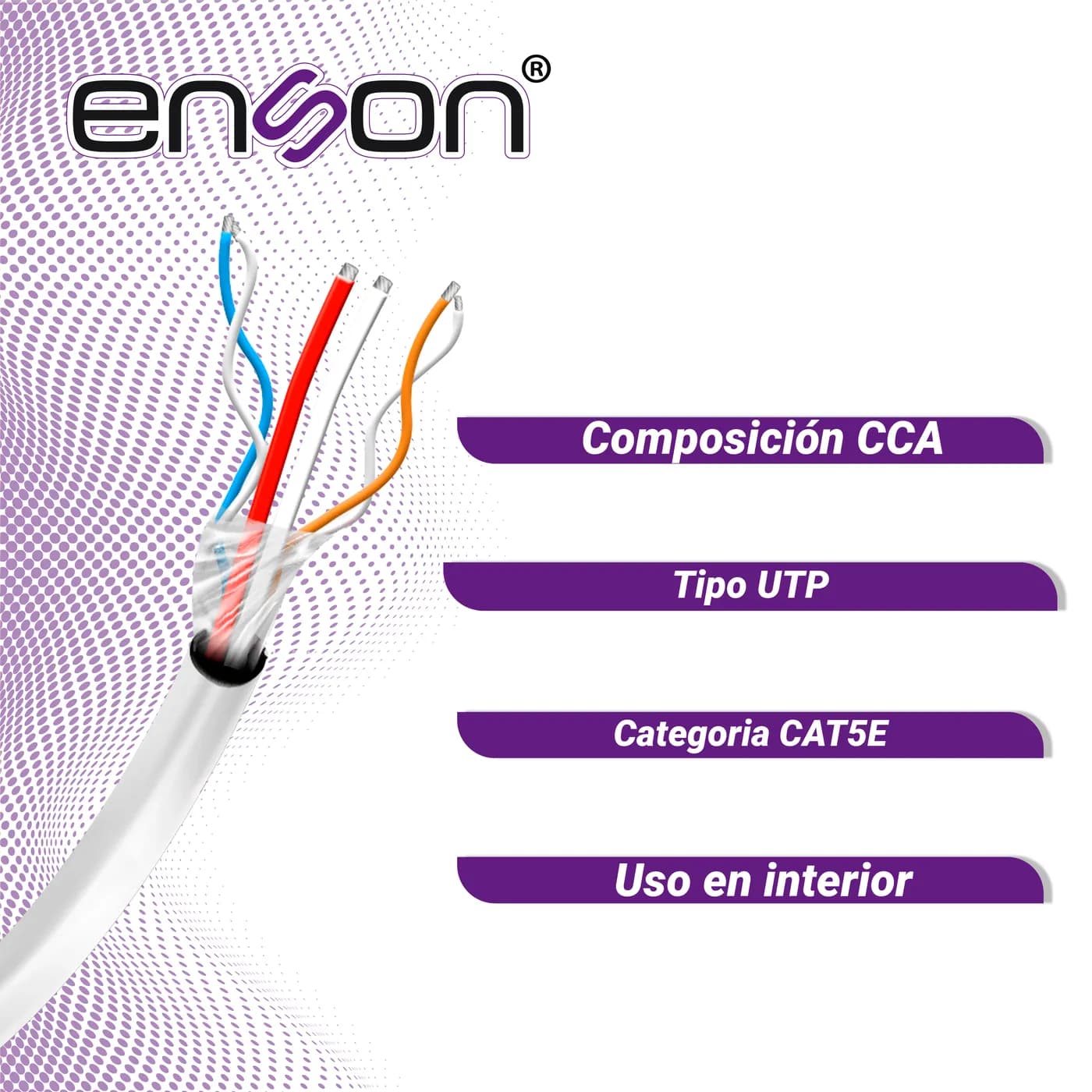 CABLE UTP SIAMES ENSON 51101W500 4C PARA DATOS Y DOS CABLES CALIBRE 18 6