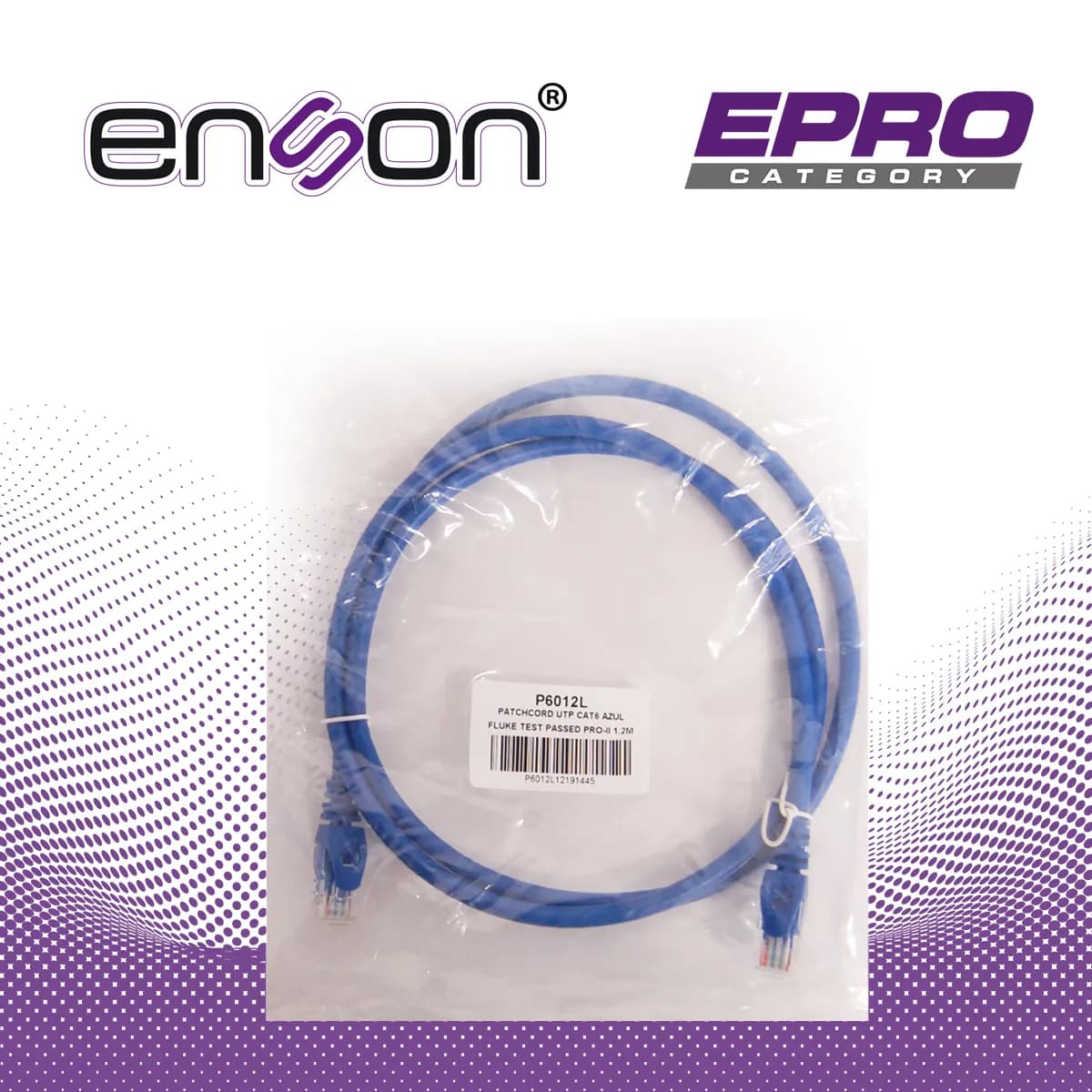 PATCHCORD UTP ENSON P6012L CAT6 120CM AZUL SERIE EPRO 100-II 100 POR C 6