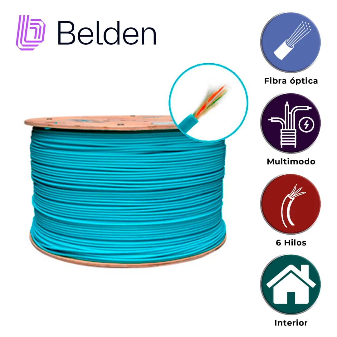 FIBRA OPTICA BELDEN FI3D006R9 / INTERIOR / AQUA / OM3 / 6 HILOS / FORR 2