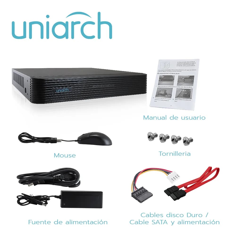 NVR UNIARCH NVR-108E2-P8 / 8 CANALES / 8 CANALES POE / CAPACIDAD 1 DIS 4