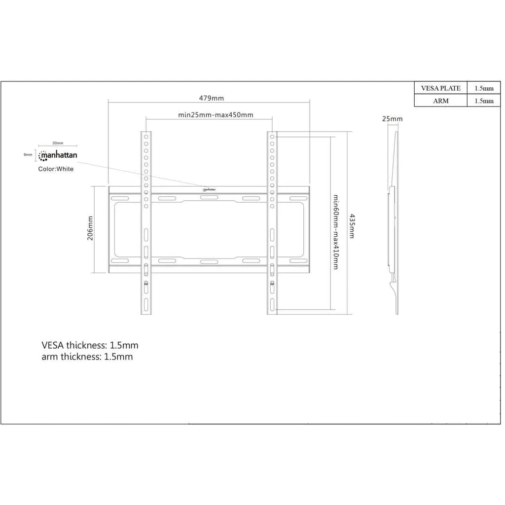 Manhattan Soporte para TV, de pared, pantallas planas de 32" a 55" de  5
