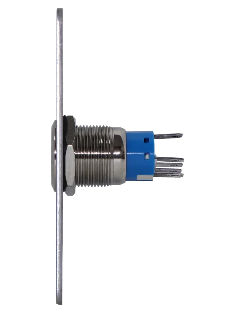 YLI PBK814BLED - Botón de Salida Mecánico, Indicador LED (Azul), Acero 4