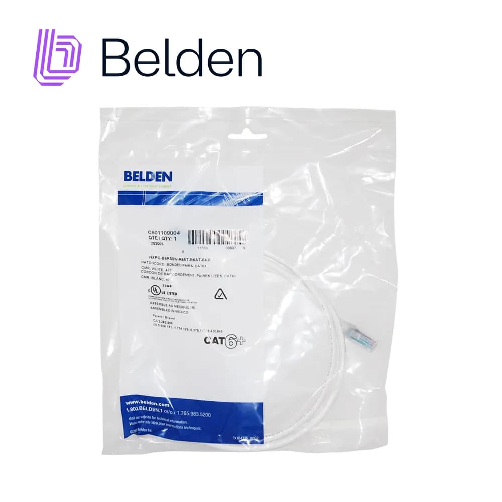 PATCH CORD UTP CAT6+ BELDEN C601109004 / INTERIOR / BLANCO / 4 PARES / 2