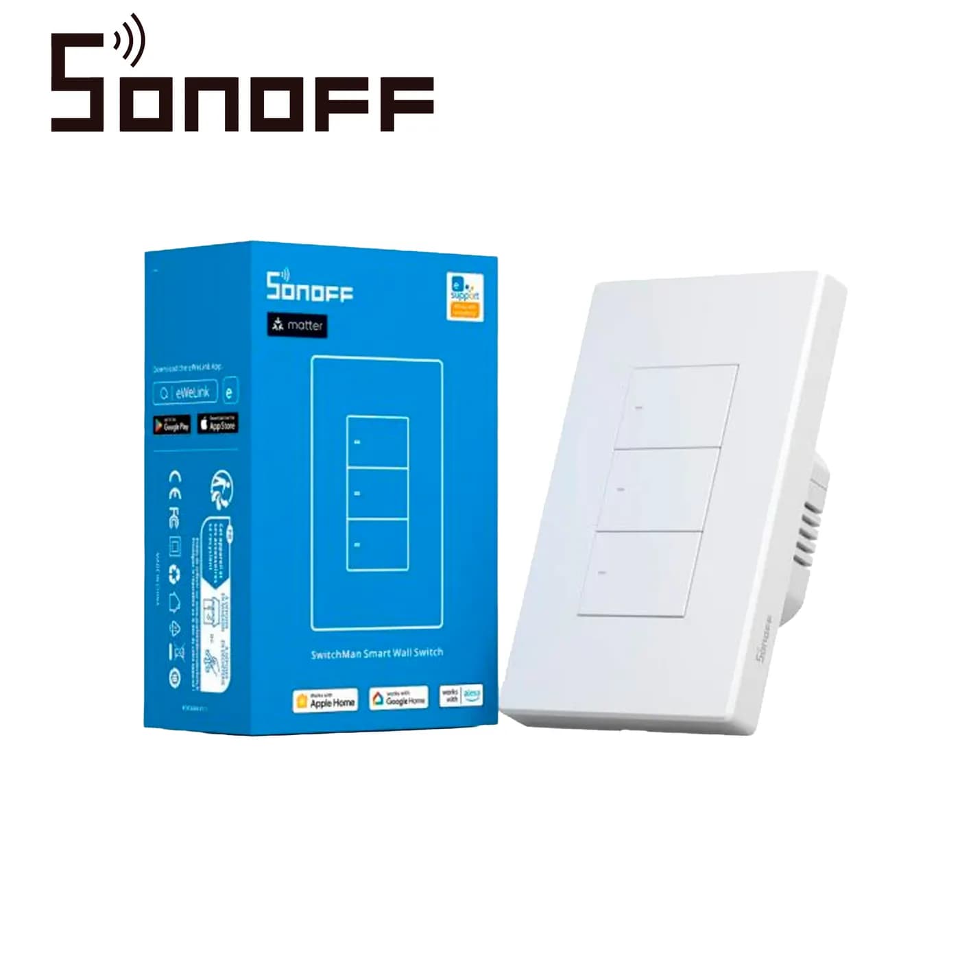 APAGADOR DE PARED TOUCH SONOFF M5-3C-120W / 3 CANALES ON/OFF/ MATTER/  3