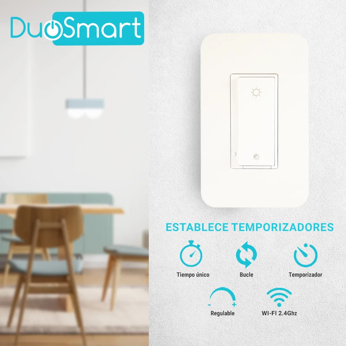 SWITCH APAGADOR CON REGULADOR DE INTENSIDAD WIFI 2.4 GHZ DIMMER DUOSMA 3